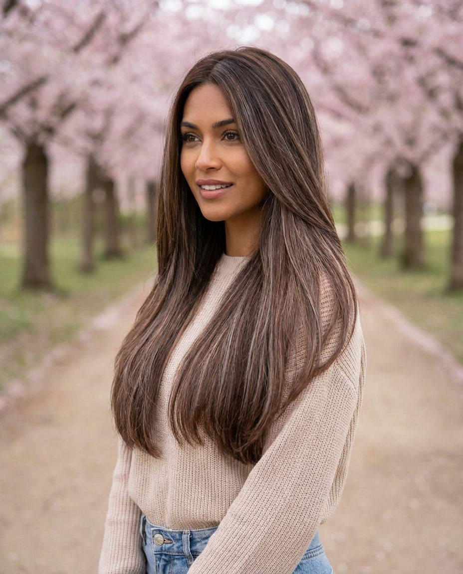 Warm Toffee Highlights on Short Brunette Crops