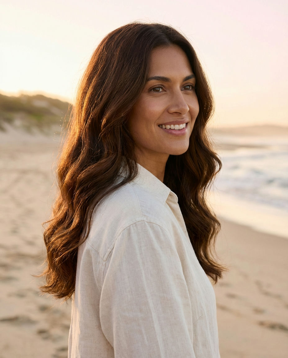 Subtle Light Chestnut Streaks in Brunette Hair