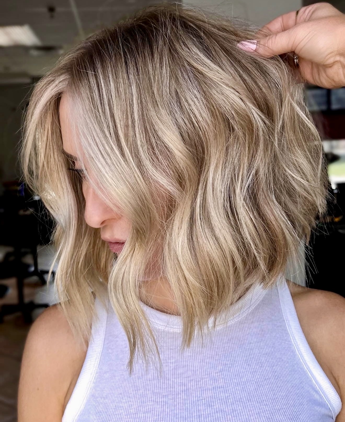Beachy Blonde Textured Bob With Subtle Face Framing