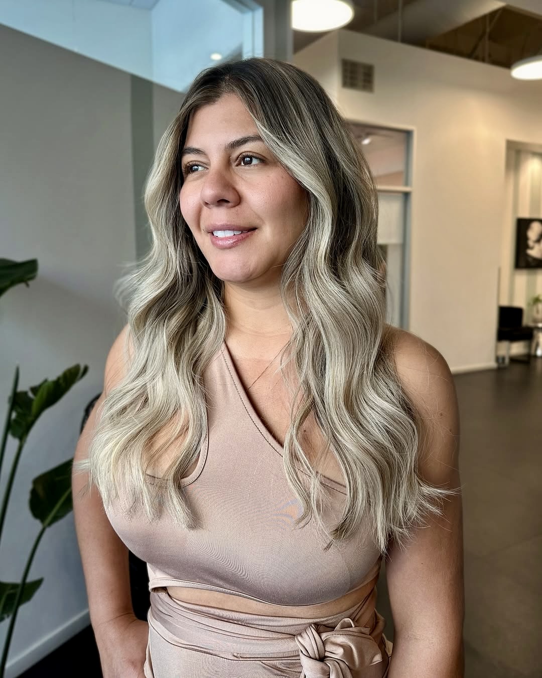 Beachy Blonde Waves With Face Framing Layers