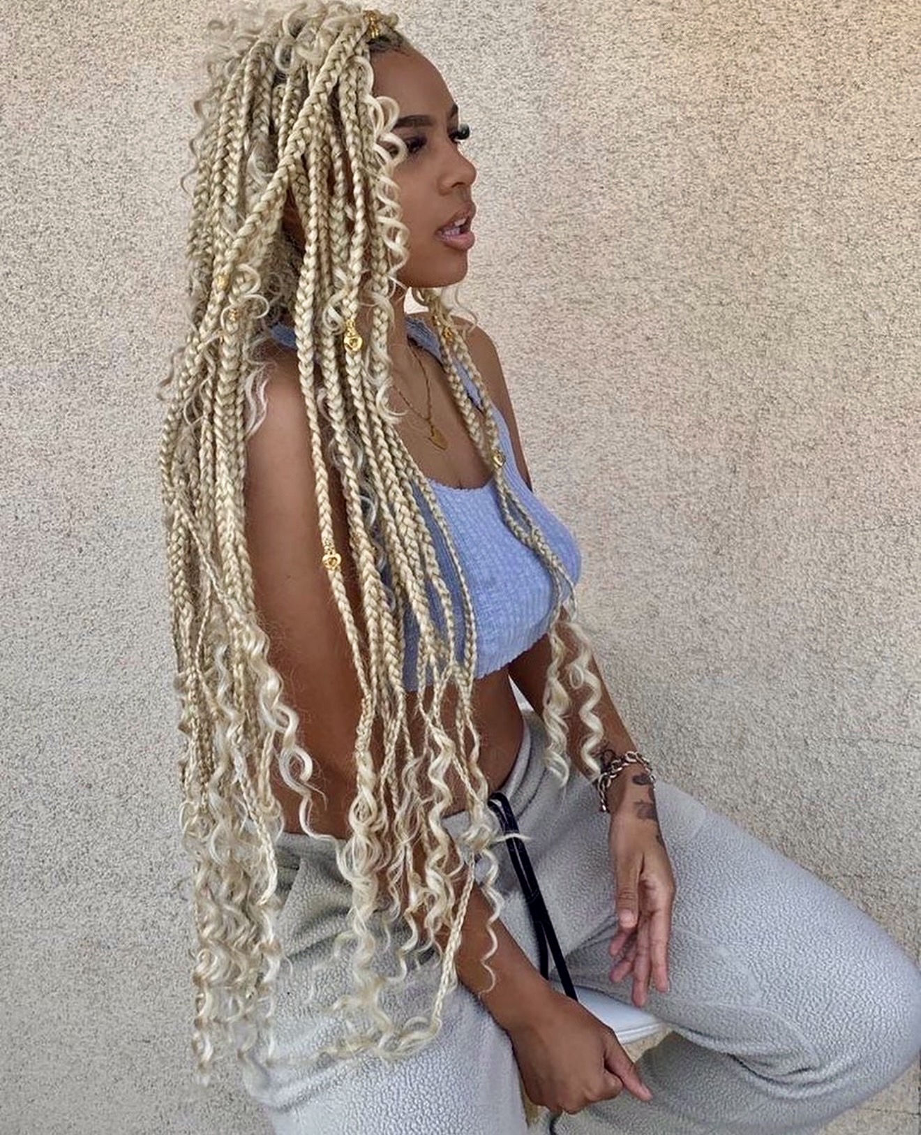 Boho Blonde Goddess Braids With Curly Ends