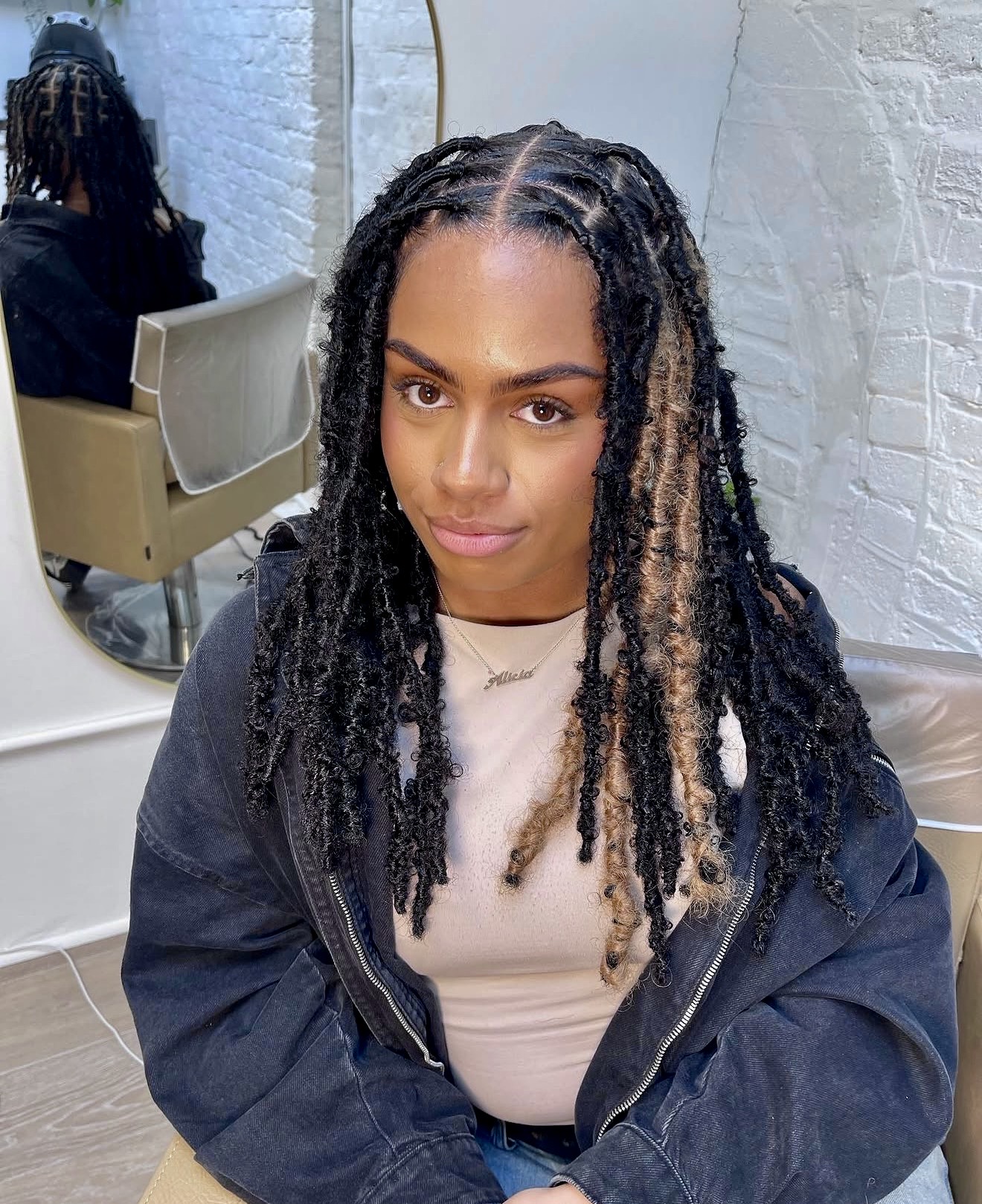 Boho Butterfly Locs With Honey Blonde Highlights