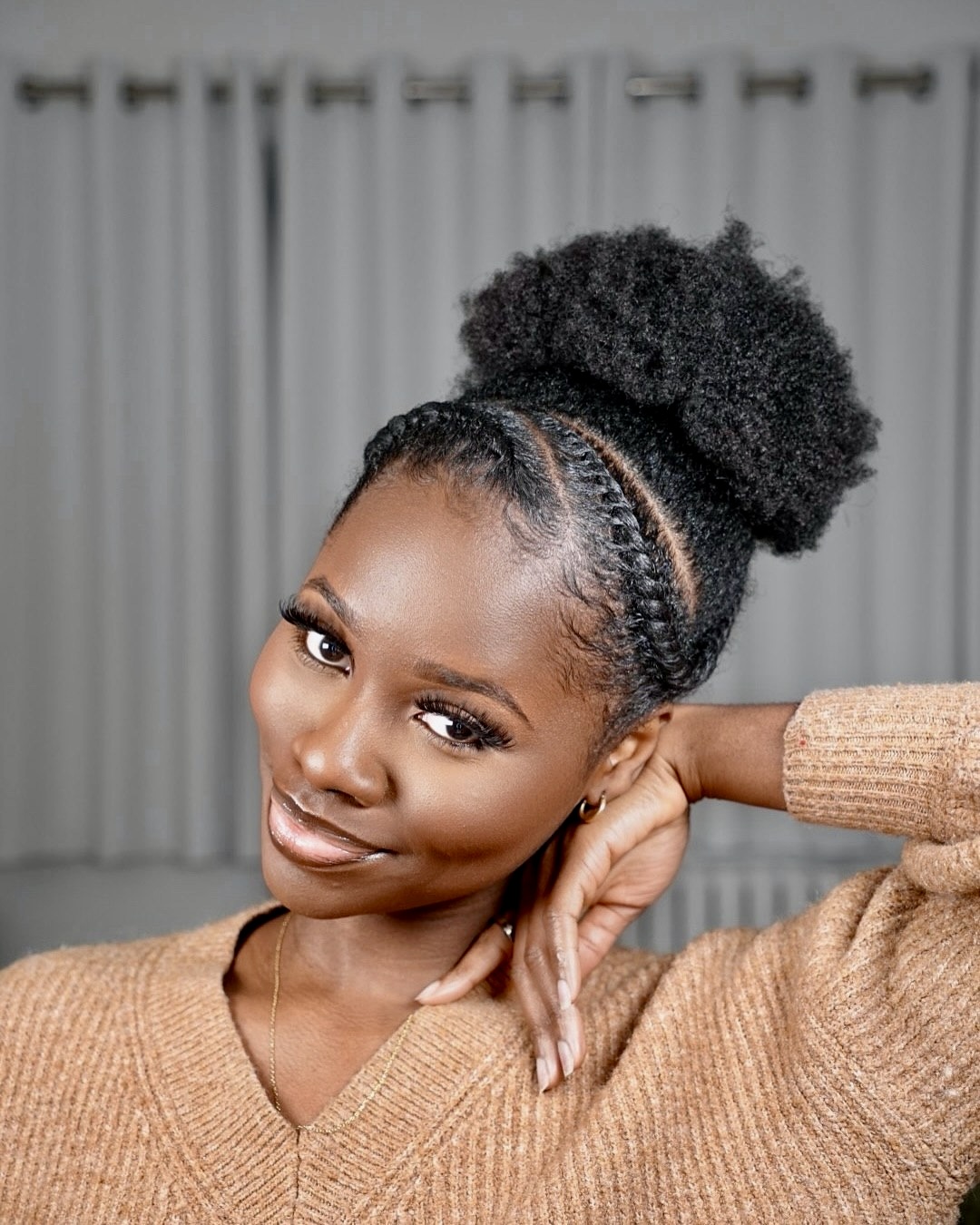 Braided Crown With Defined Afro Puff