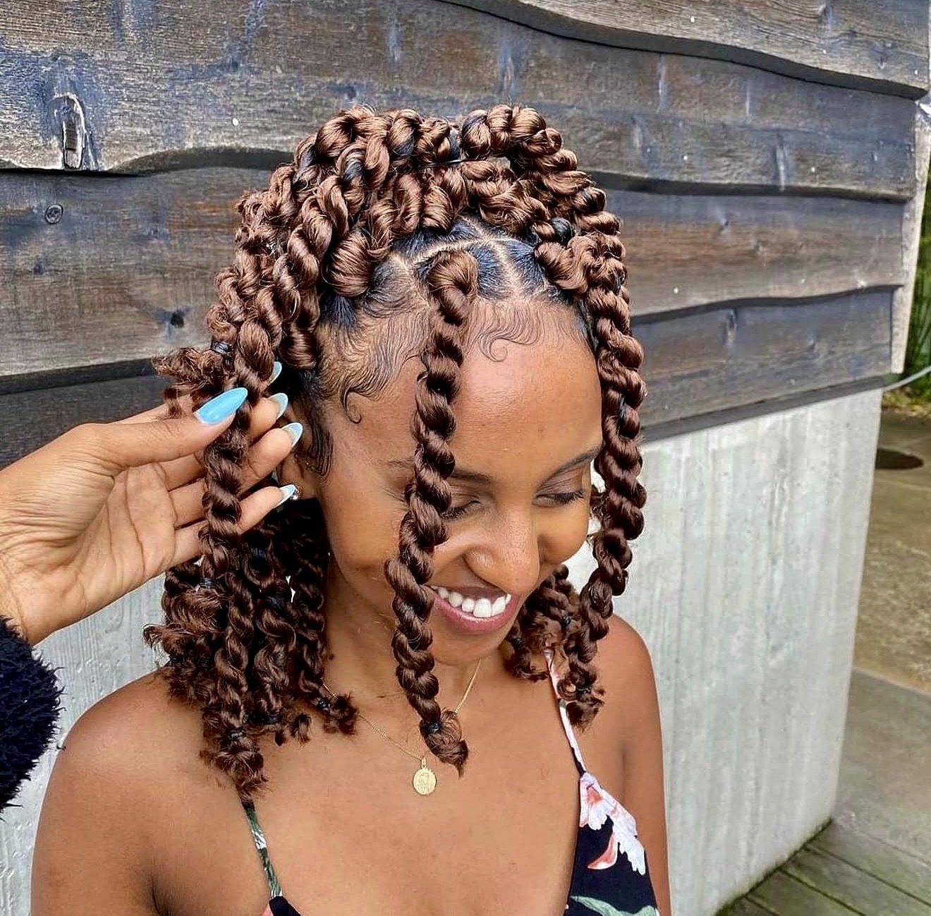 Chocolate Brown Passion Twists With Defined Curls