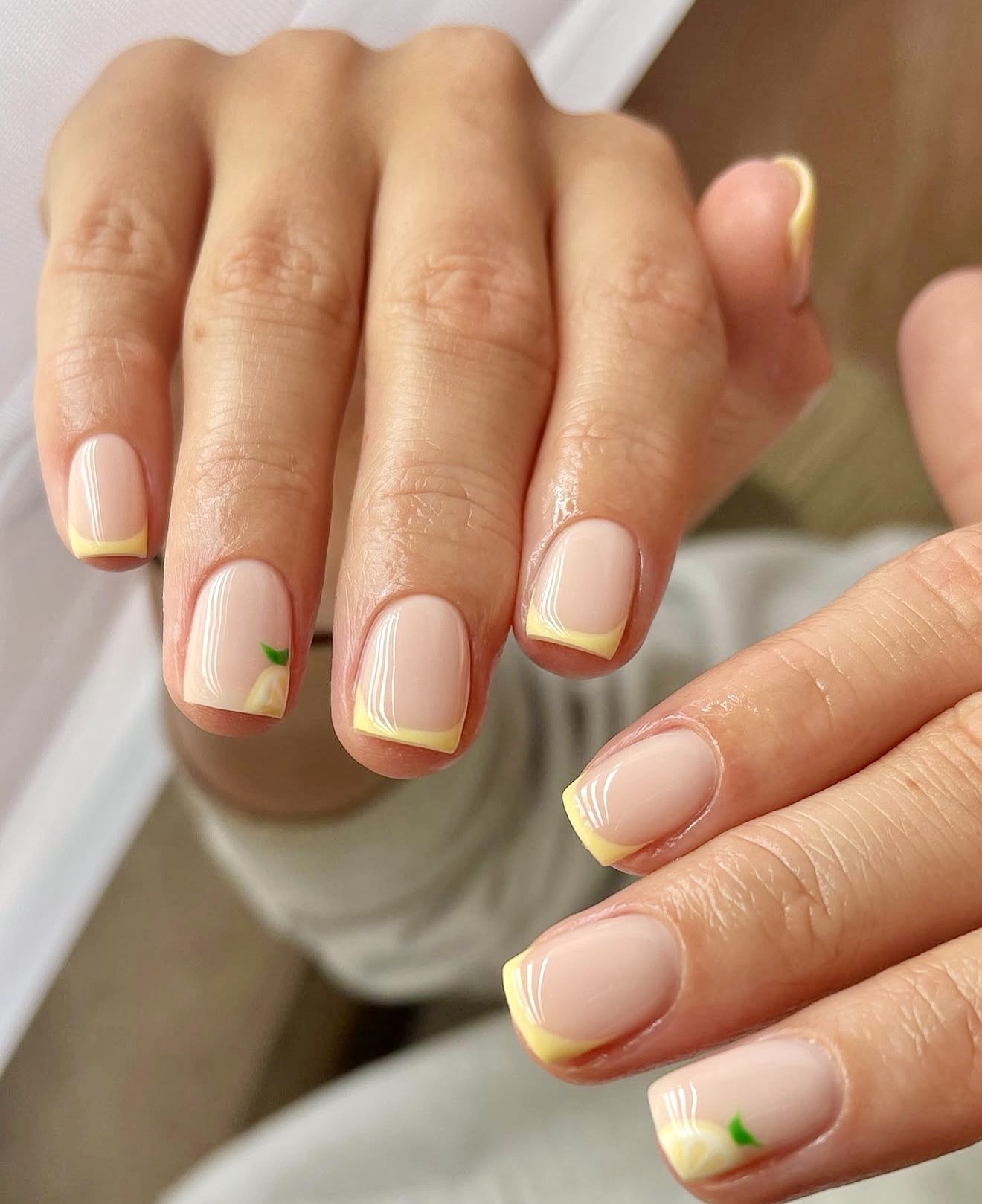 Citrus French Tip Almond Nails