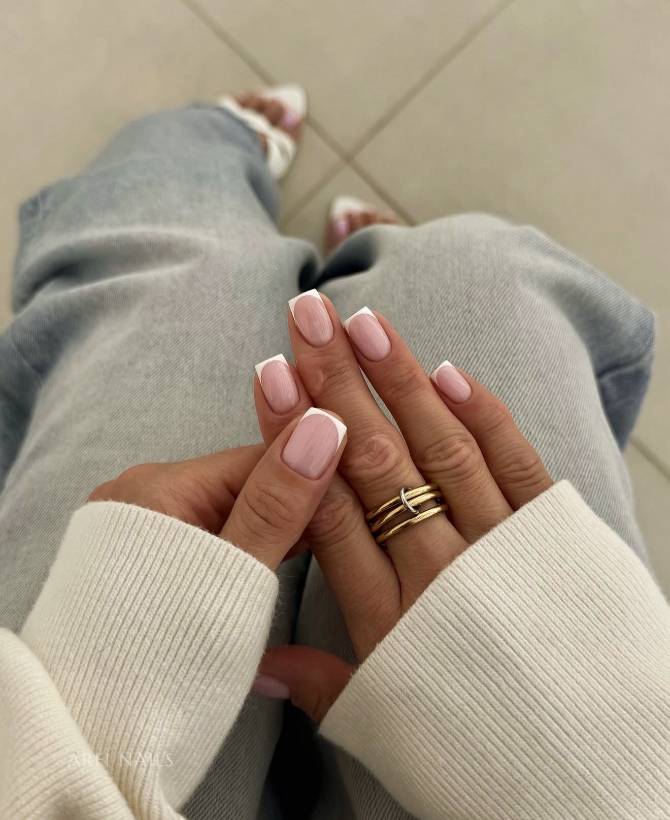 Classic Almond French Tip Nails