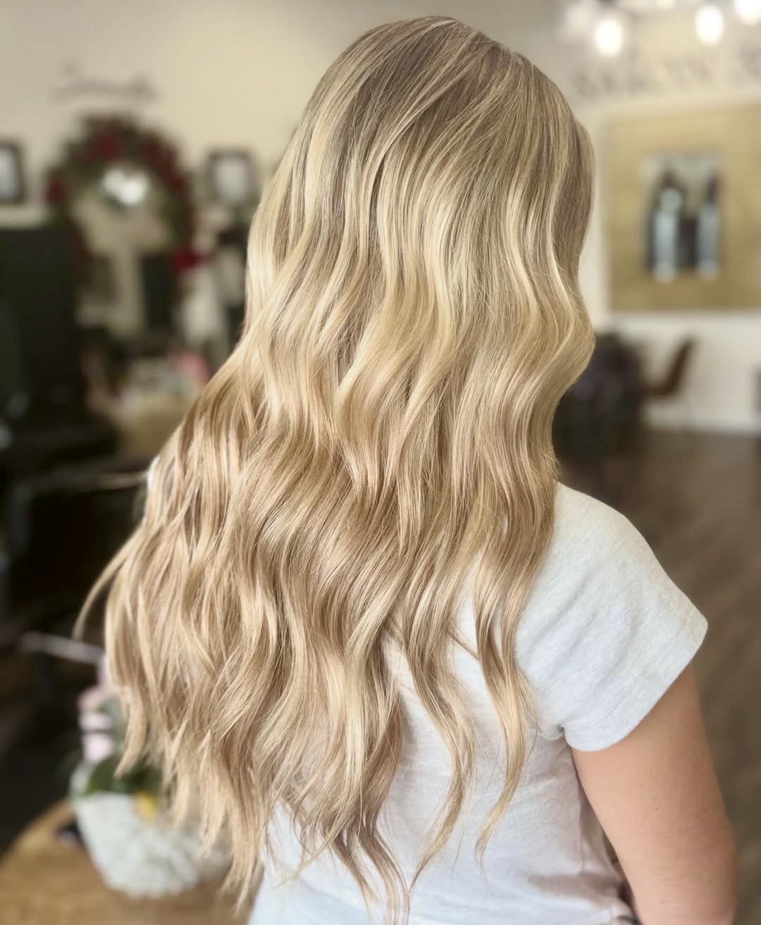 Golden Blonde Waves With Subtle Shadow Root