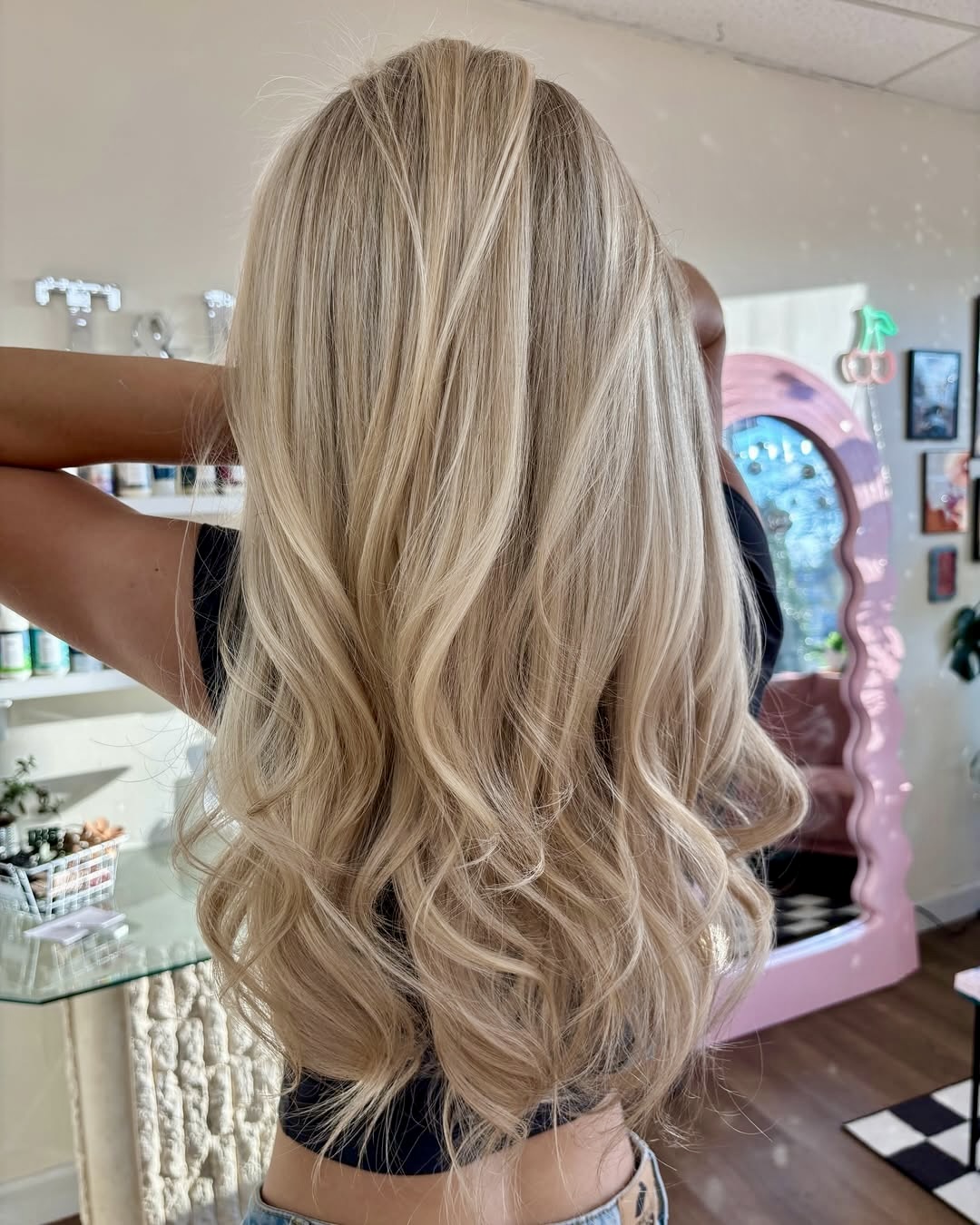 Honey Blonde Length With Soft Beach Waves