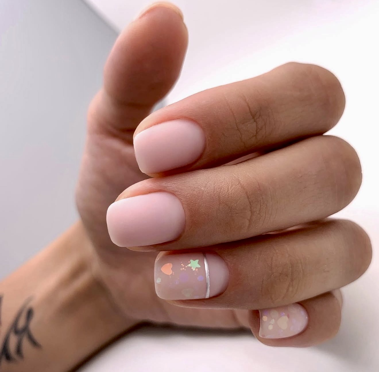 Matte Pink Base with Dainty Heart Accents