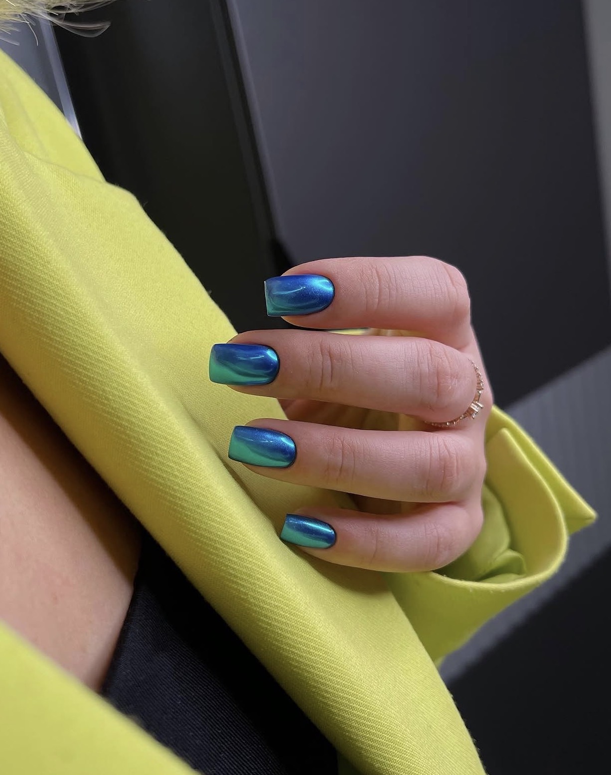 Mermaid Ombre Chrome Square Nails