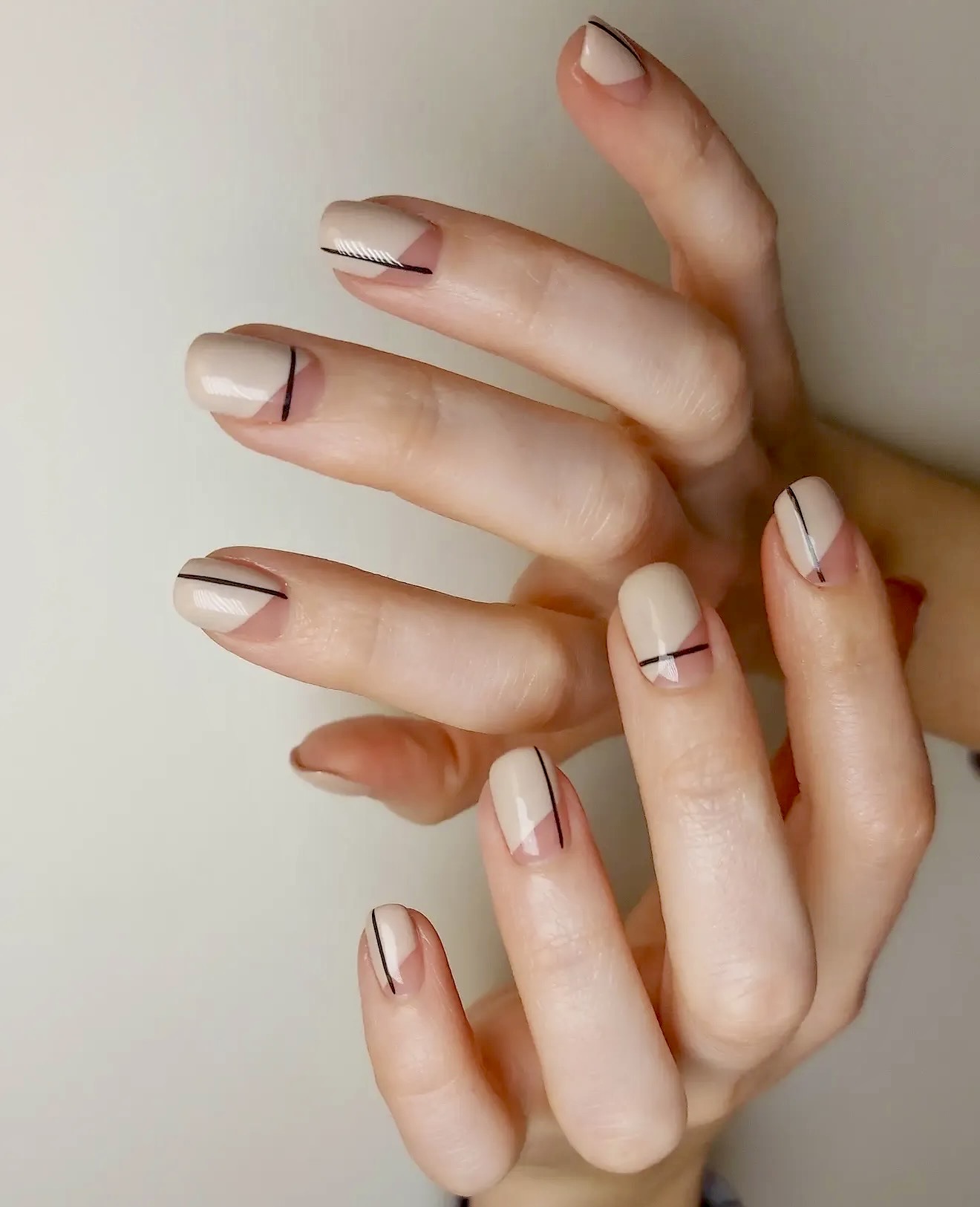 Minimalist Nude French Line Art Nails