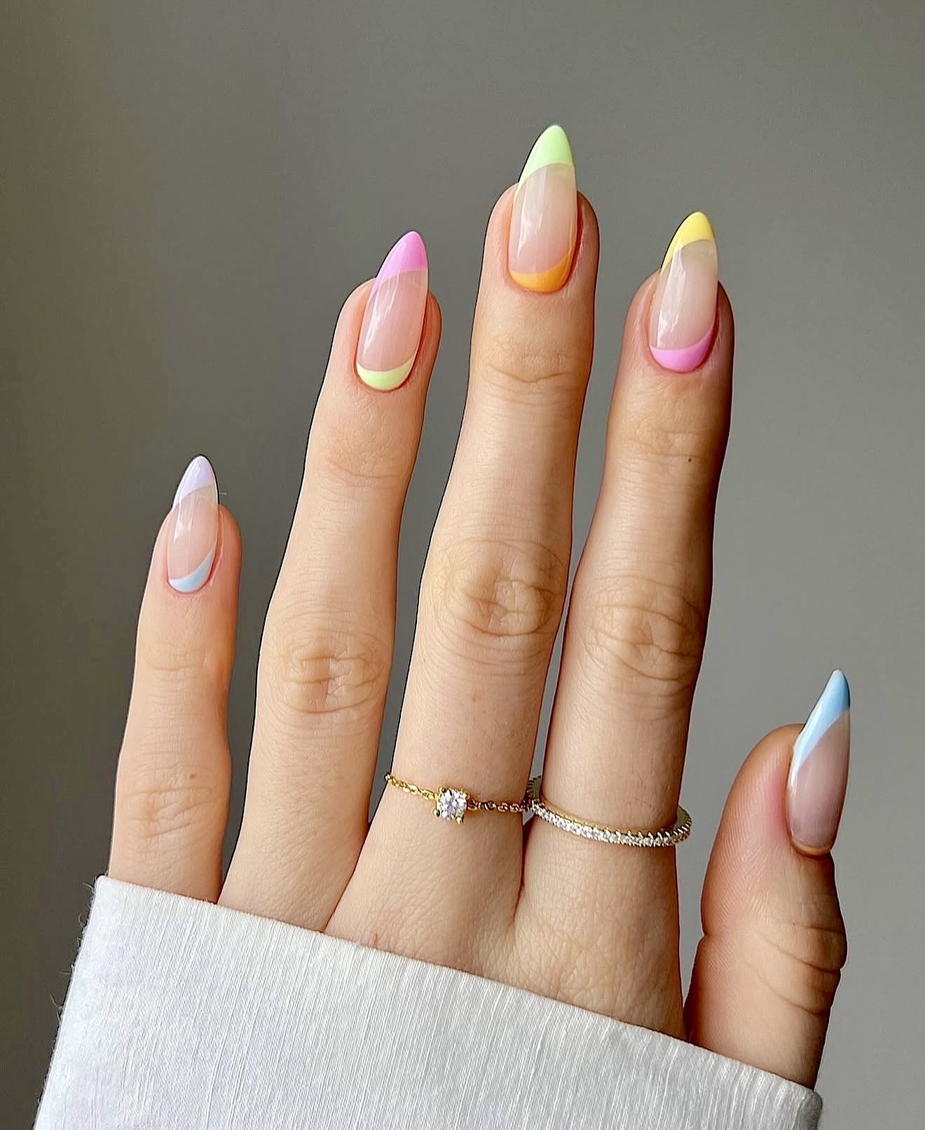 Pastel Color Block French Tips