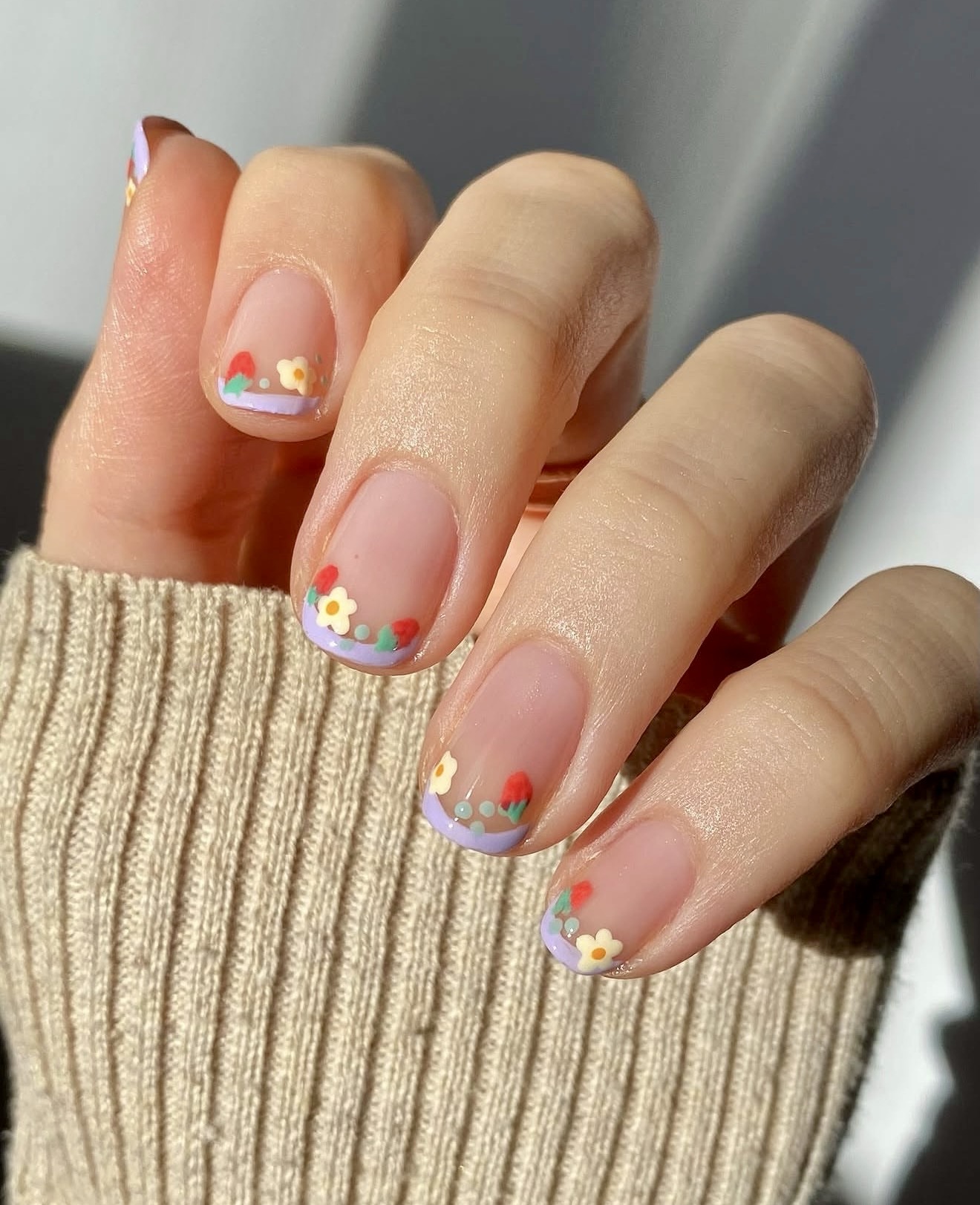 Pastel Floral French Tip Nails
