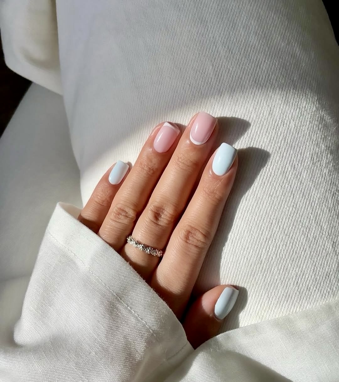 Pastel French Tips and Solid Accents
