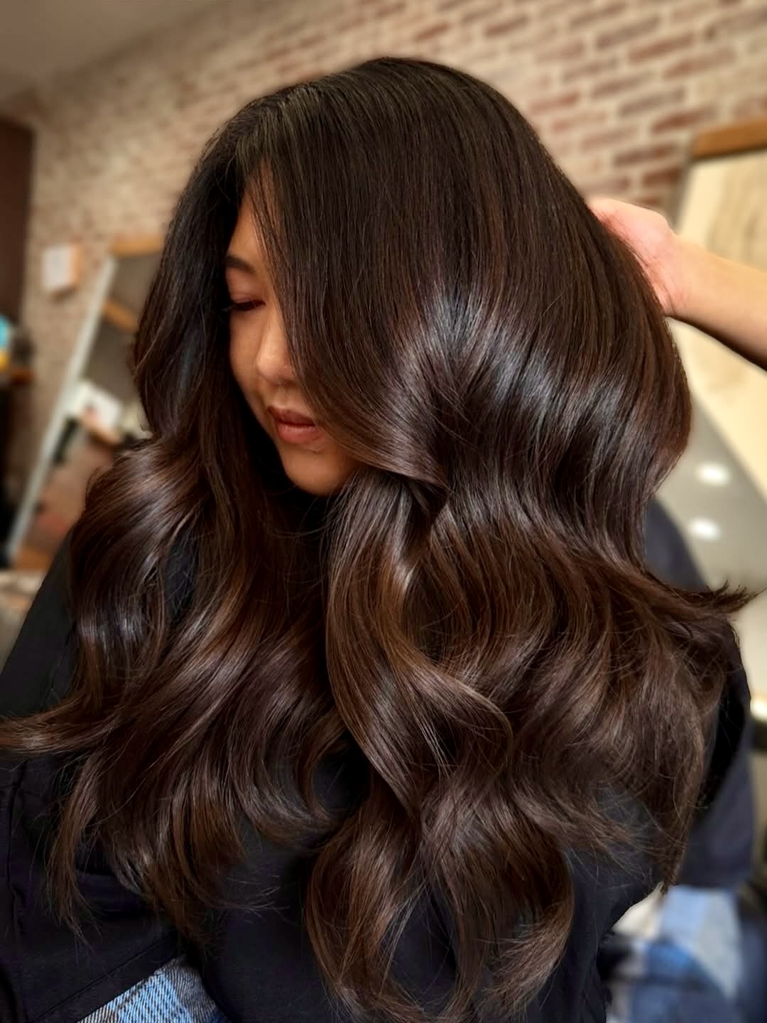 Rich Brunette Blowout With Wavy Layers