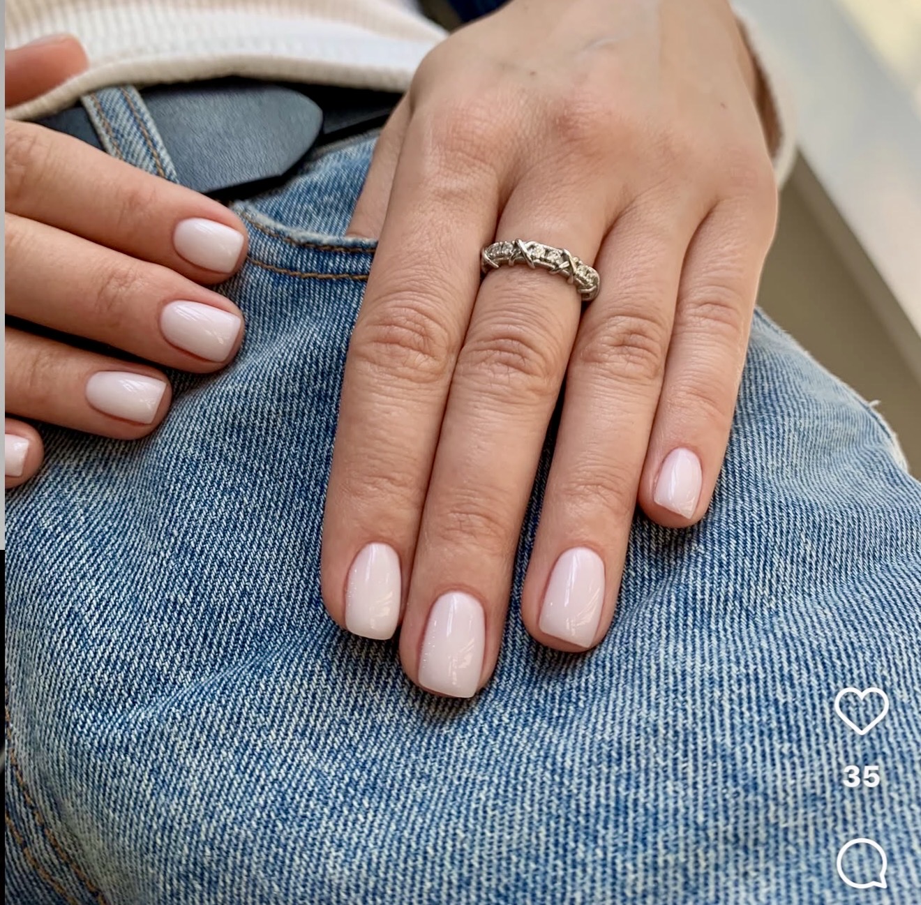 Soft Milky Pink Short Square Nails