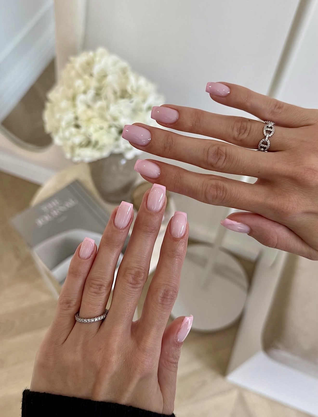 Soft Pink and Milky White French Tips