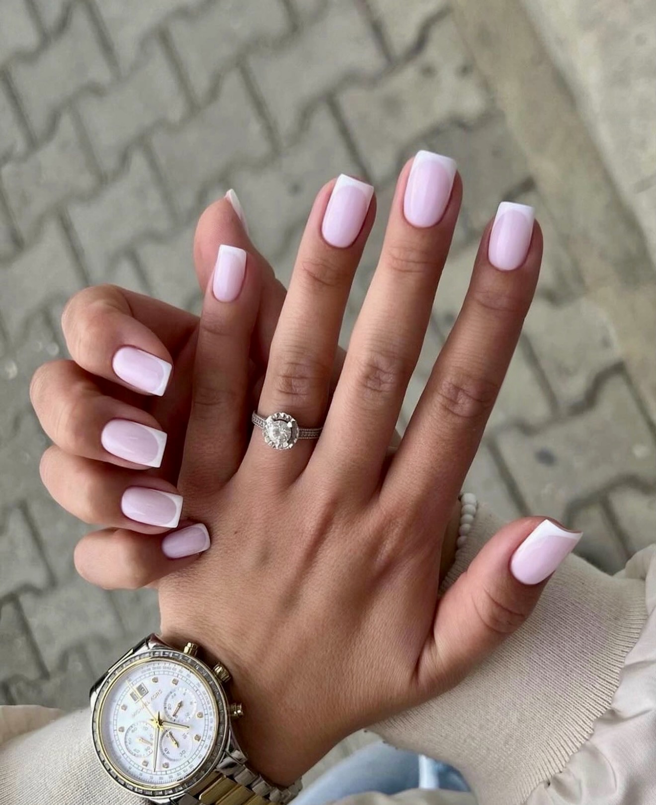 Soft Pink Classic French Tip Nails