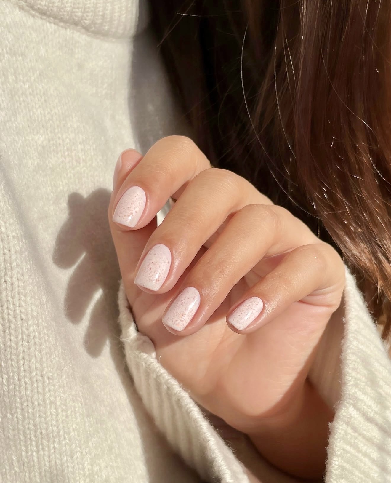 Subtle Speckled Rose Gold Glazed Nails