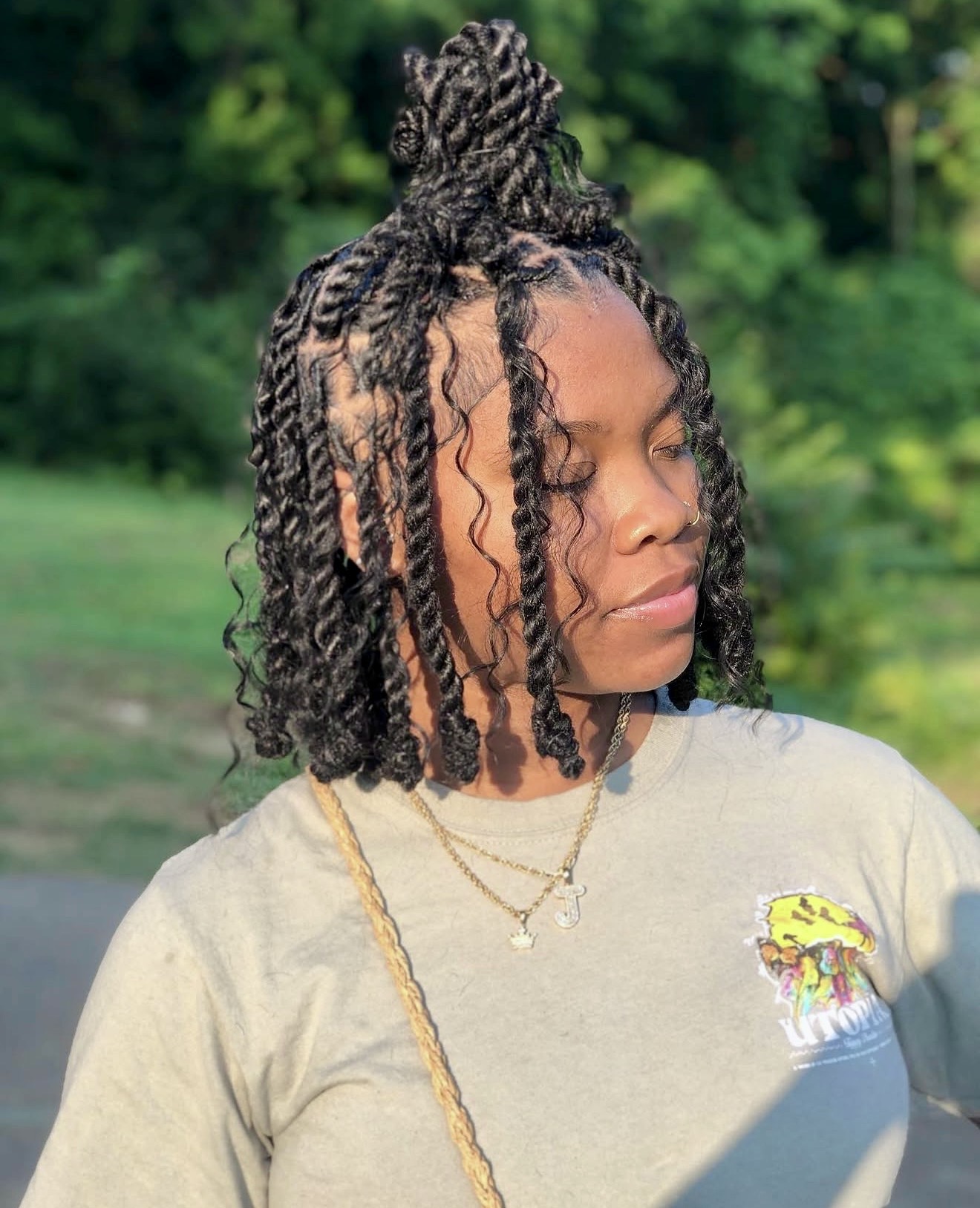 Top Knot Twists With Defined Curls