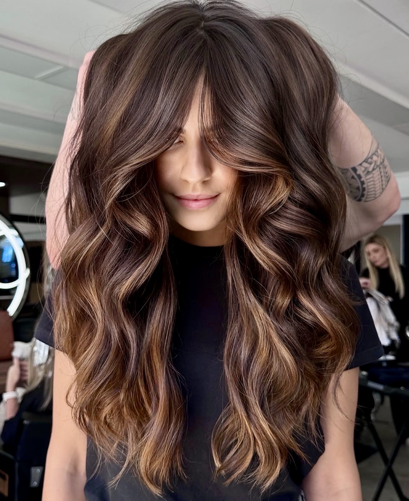 Warm Bronde Balayage With Loose Waves