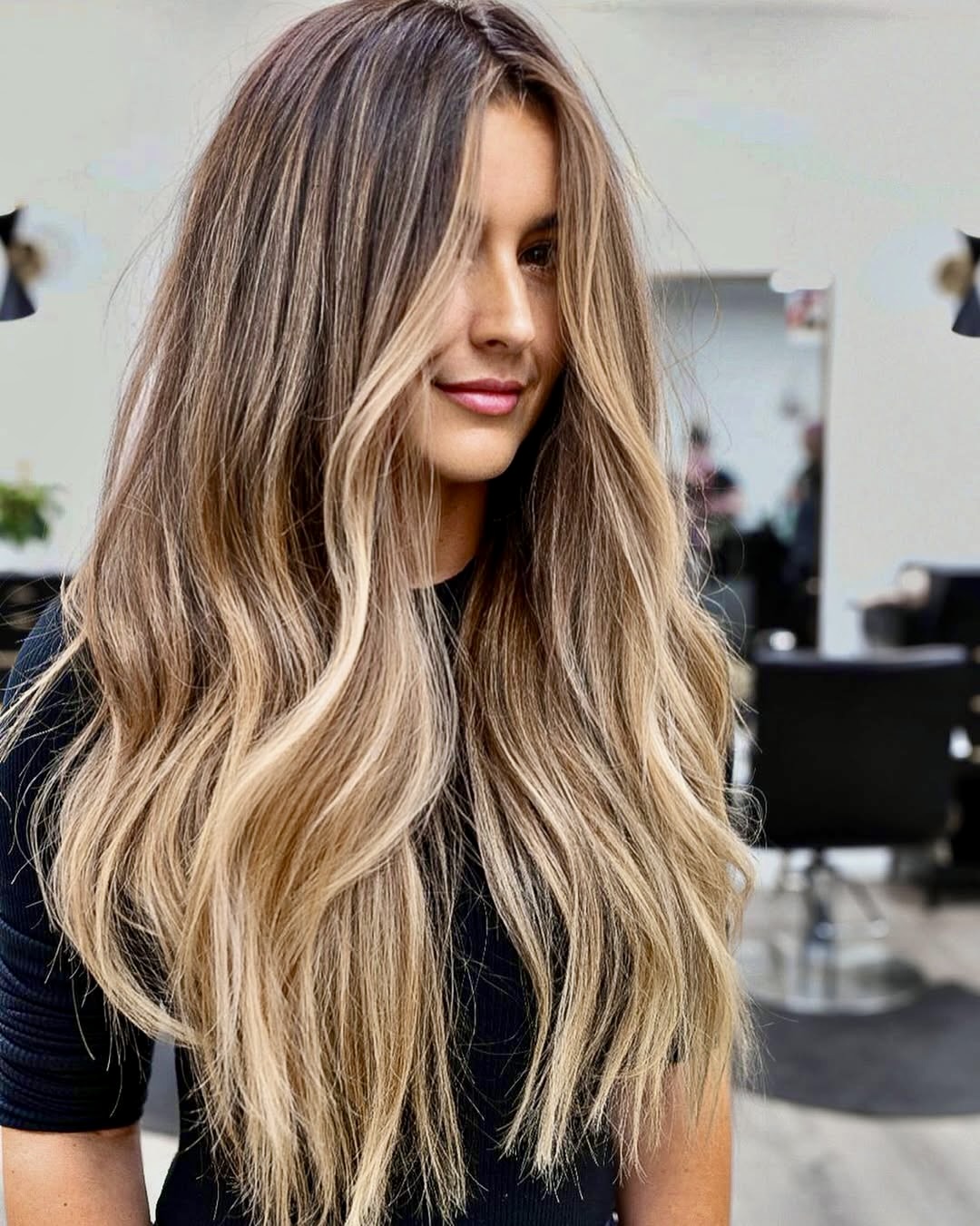 Warm Honey Blonde Balayage With Loose Waves