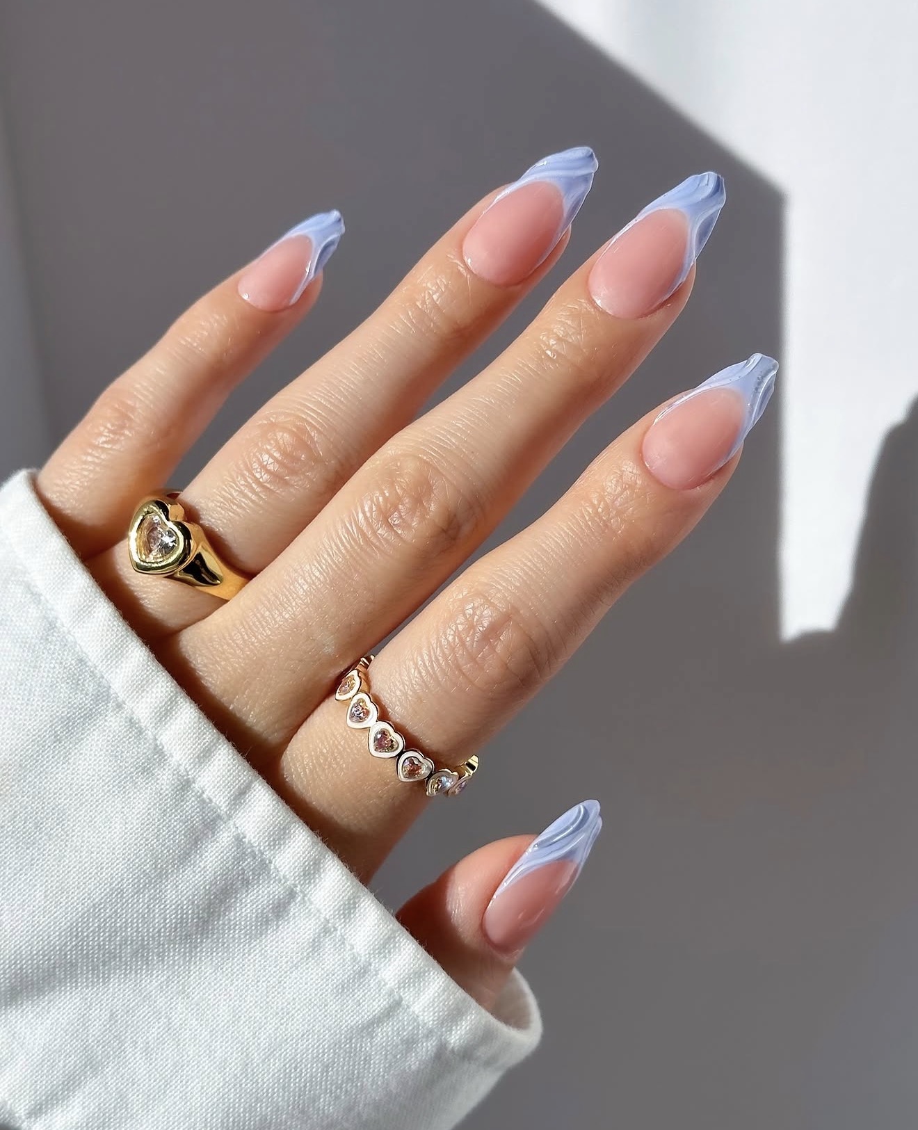 3D Swirl French Tip Stiletto Nails