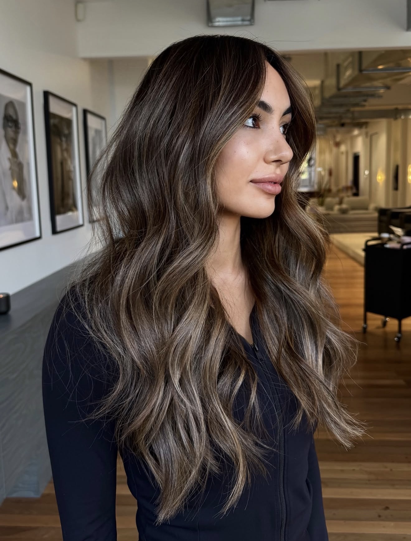 Ashy Bronde Balayage With Soft Waves