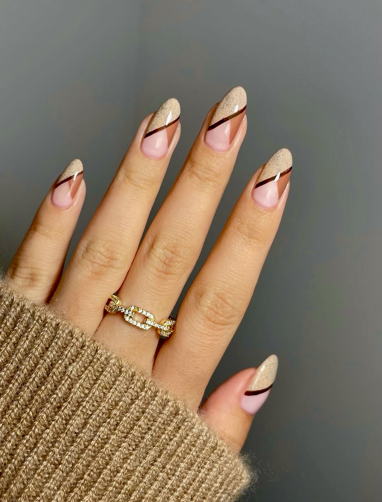 Autumn Geometric Almond Nails