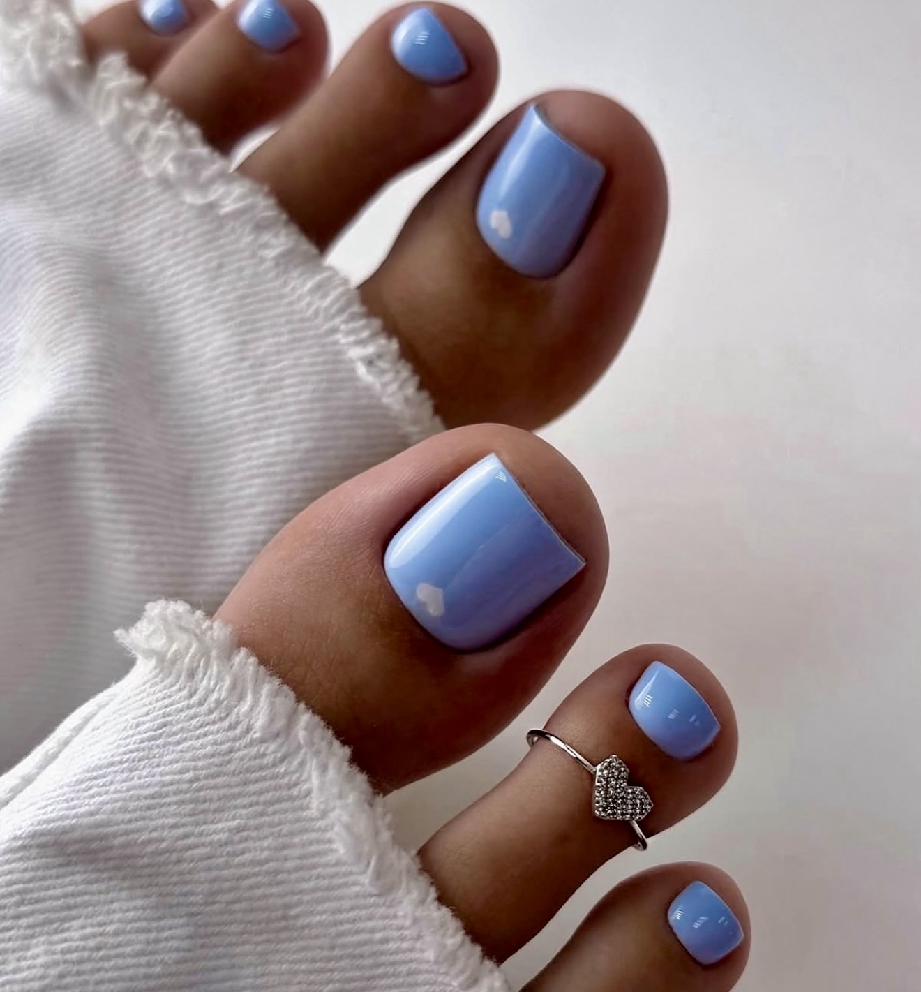 Baby Blue Square Pedicure with Heart Accent