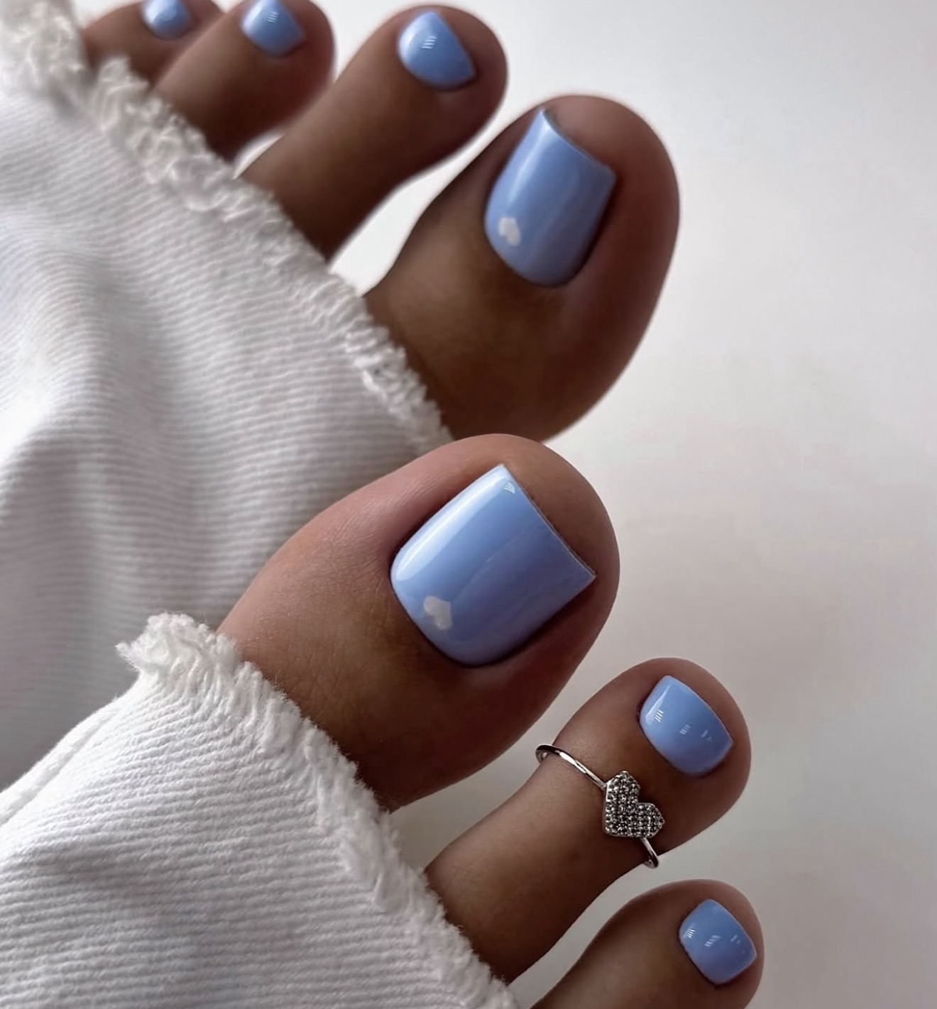 Baby Blue Square Toes With Mini Heart Accents