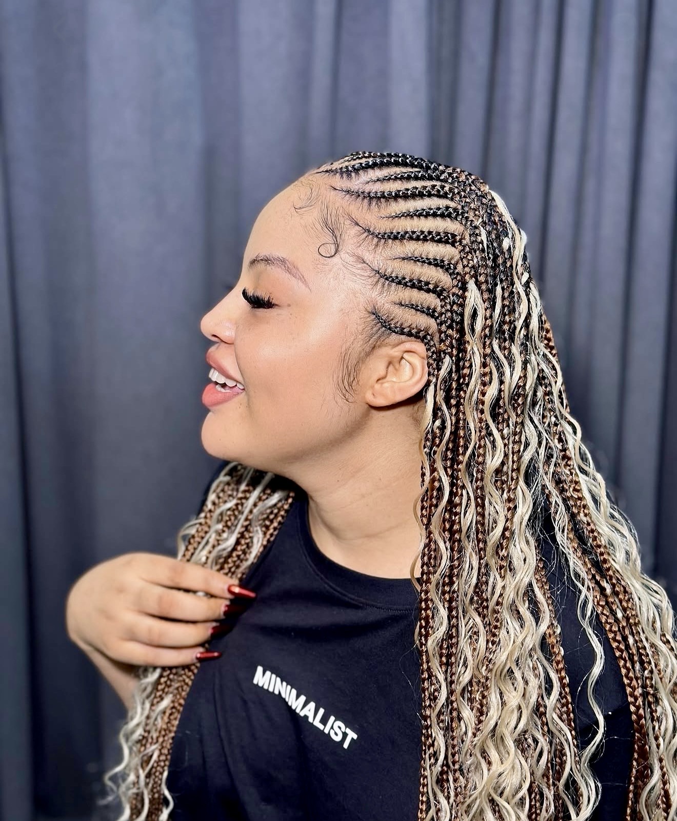 Balayage Micro Braids With Curly Ends