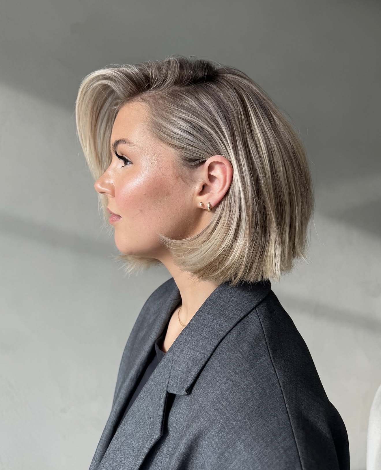 Blunt Blonde Bob With Voluminous Crown