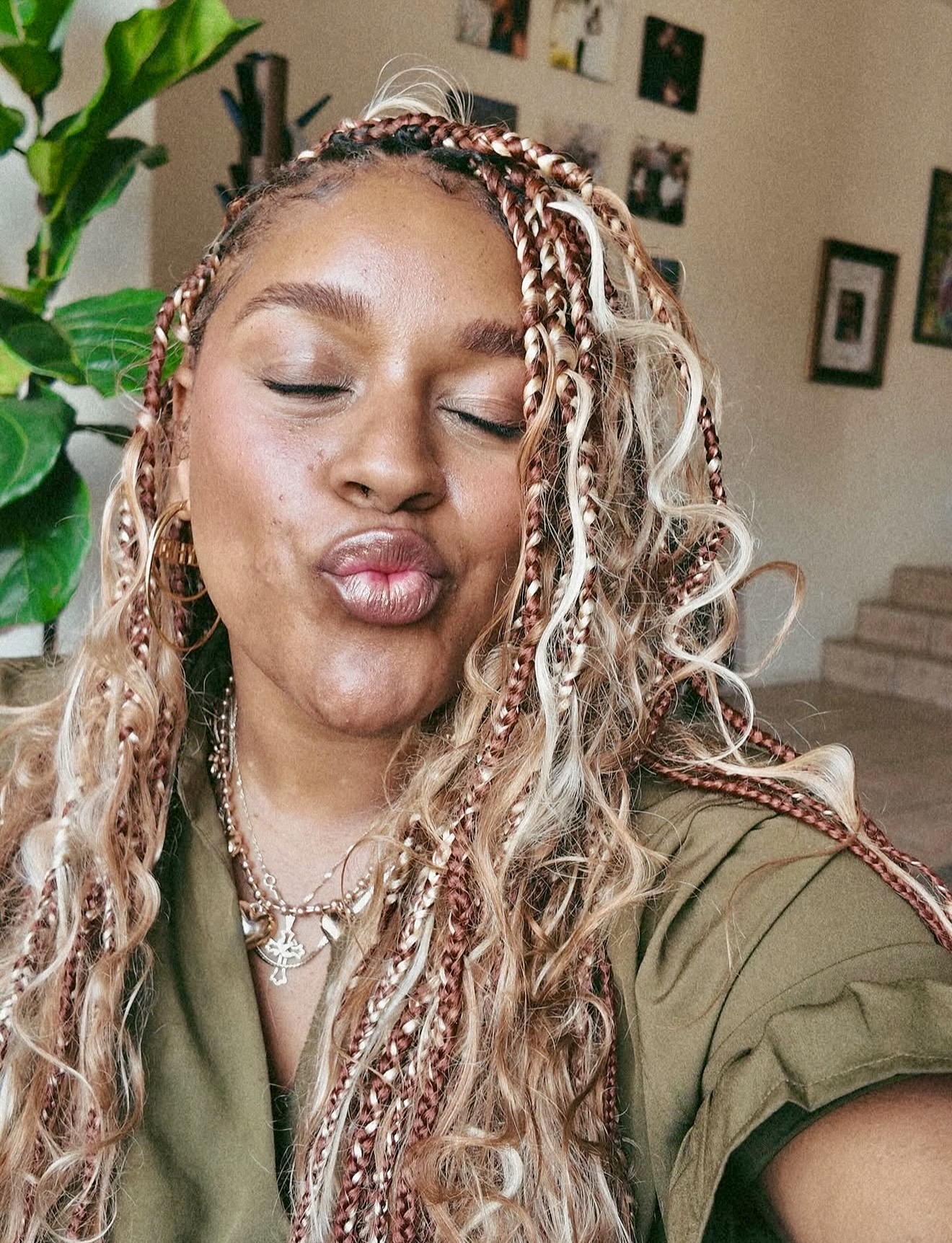 Boho Braids With Blonde And Auburn Highlights