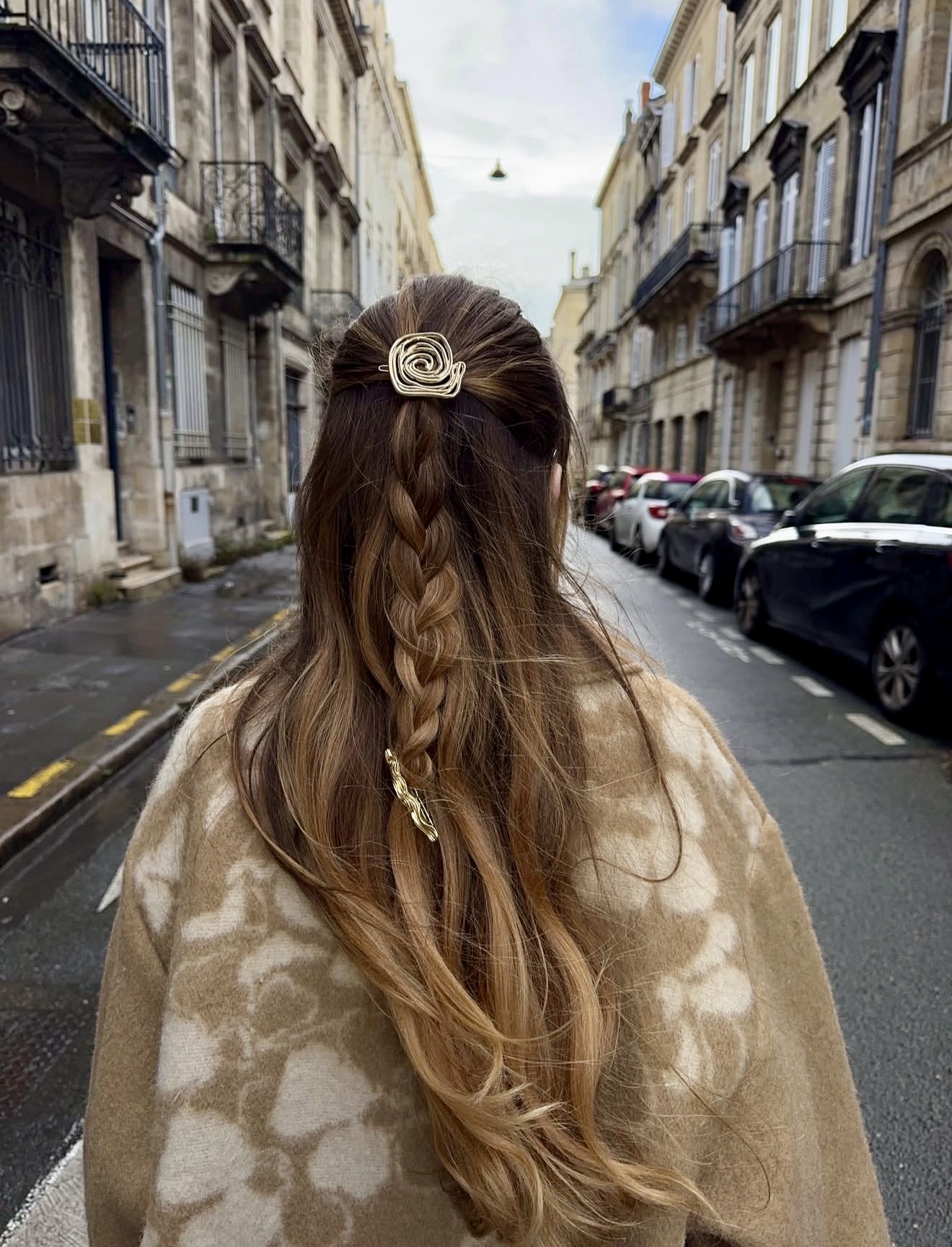 Braided Fall Hair With Elegant Gold Accessories