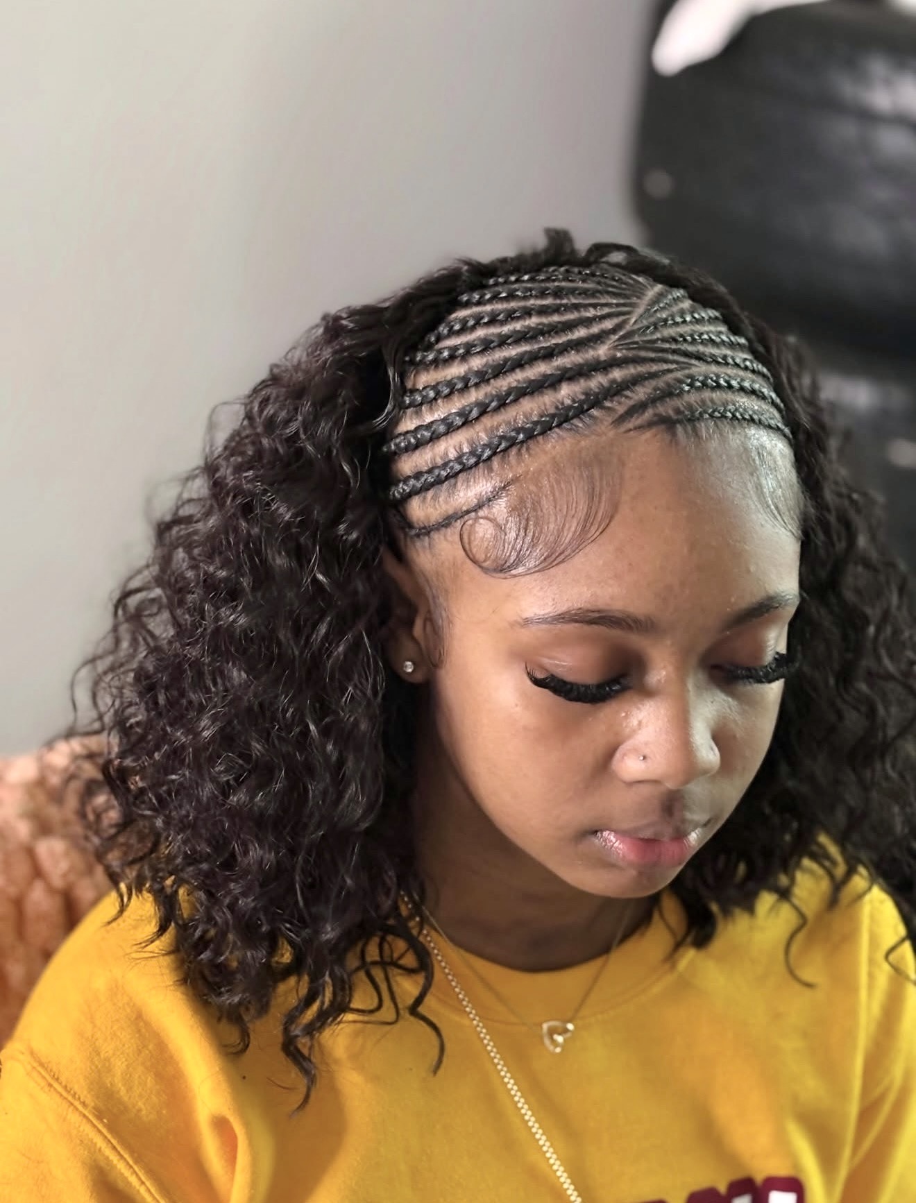 Braided Headband With Voluminous Curly Weave