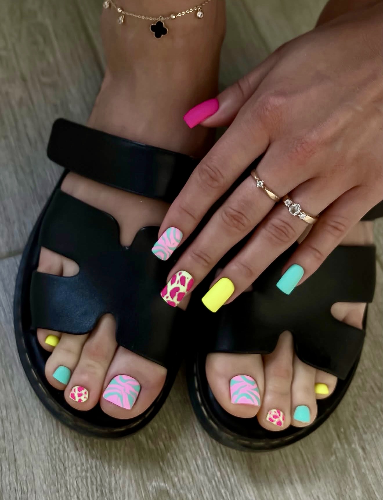 Bright Abstract Animal Print & Swirl Pedicure