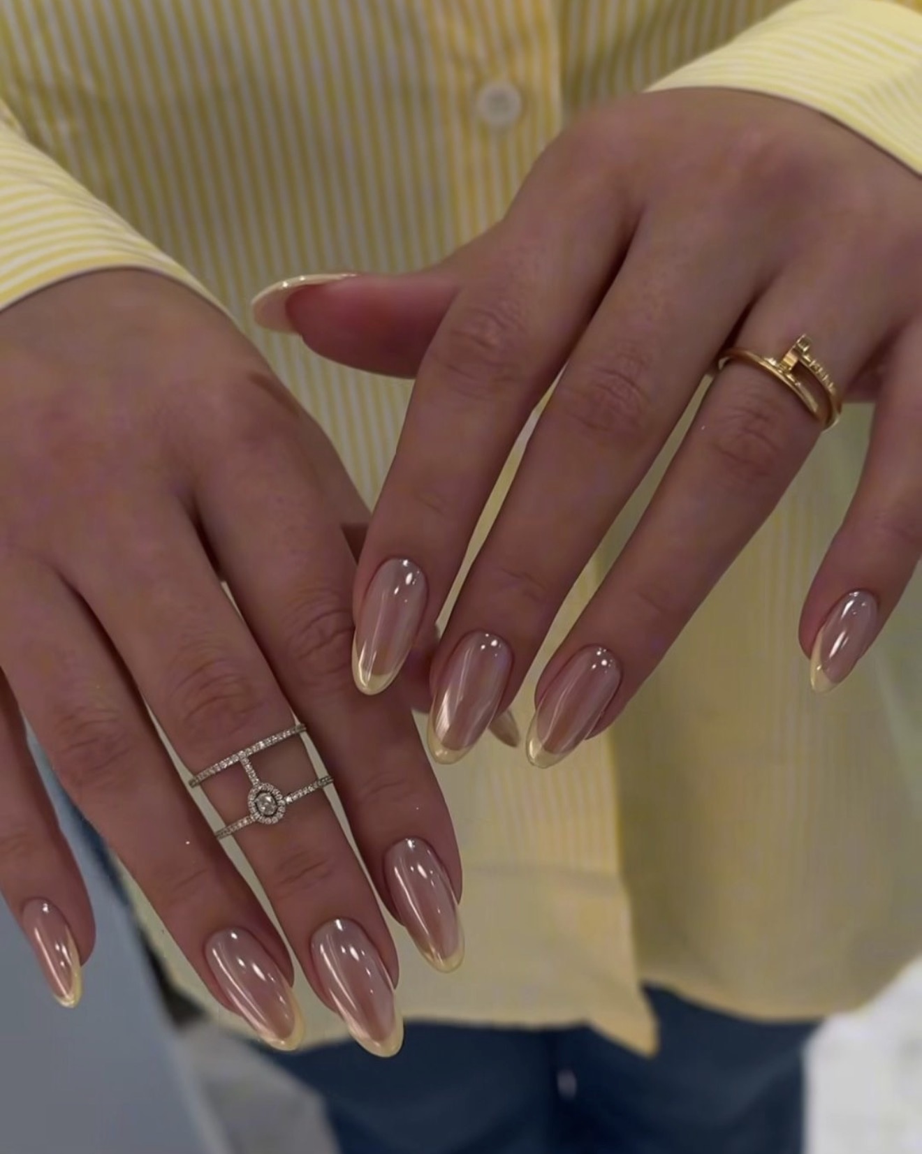 Butter Yellow French Tip Almond Nails