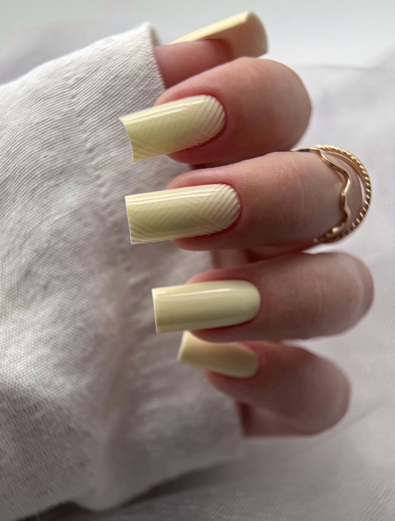 Butter Yellow French Tip Square Nails