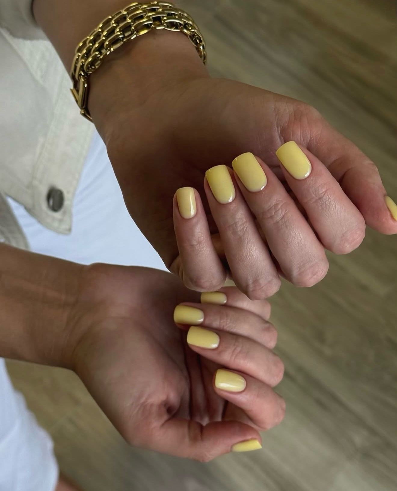 Butter Yellow Glossy Medium Squoval Nails