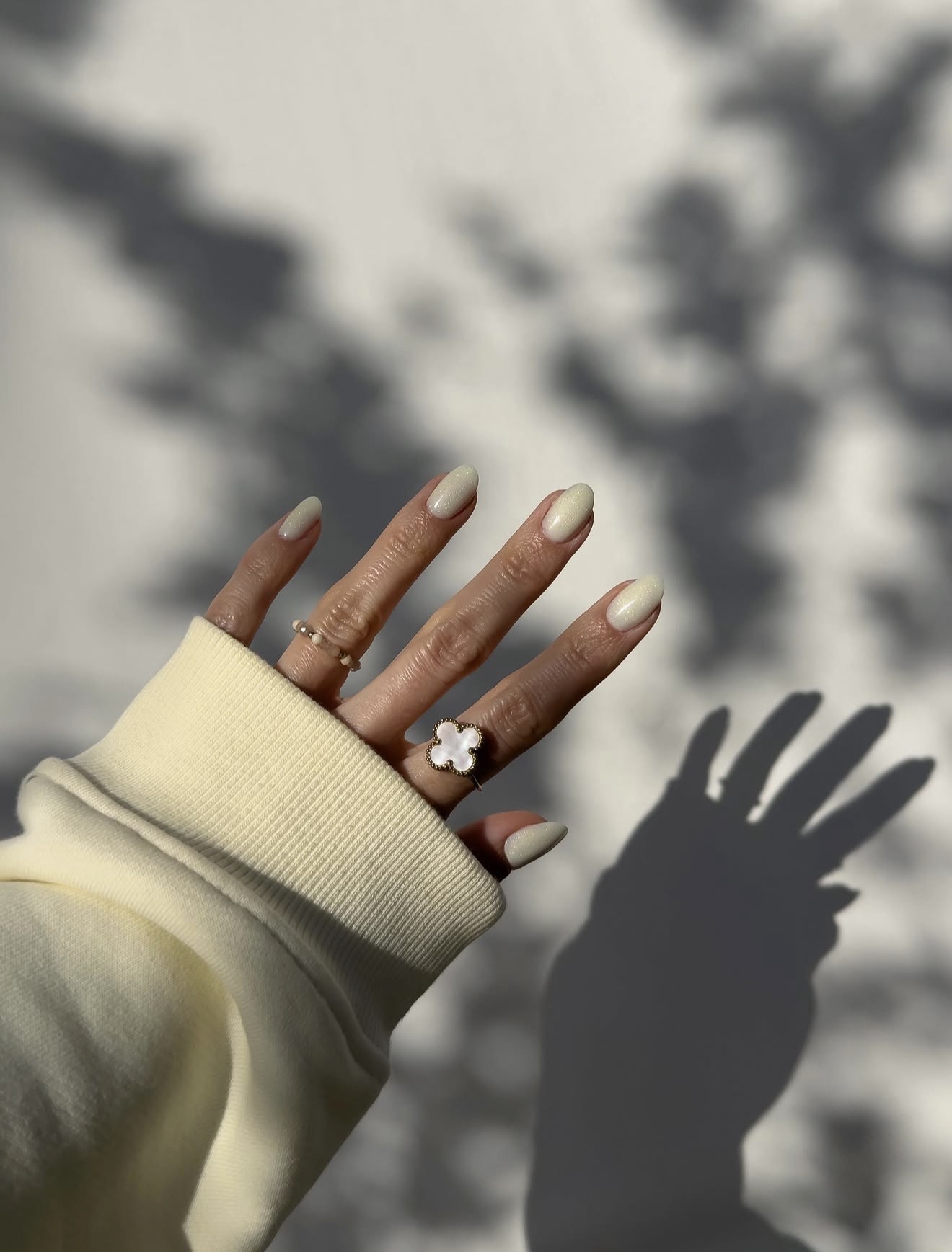 Butter Yellow Shimmer Almond Nails