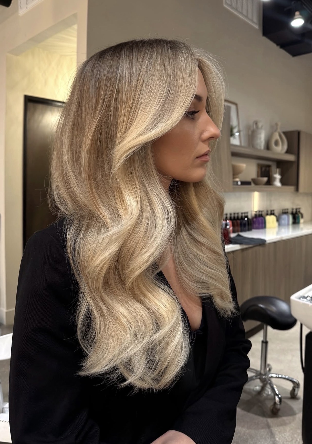 Caramel Balayage Blonde With Loose Beach Waves