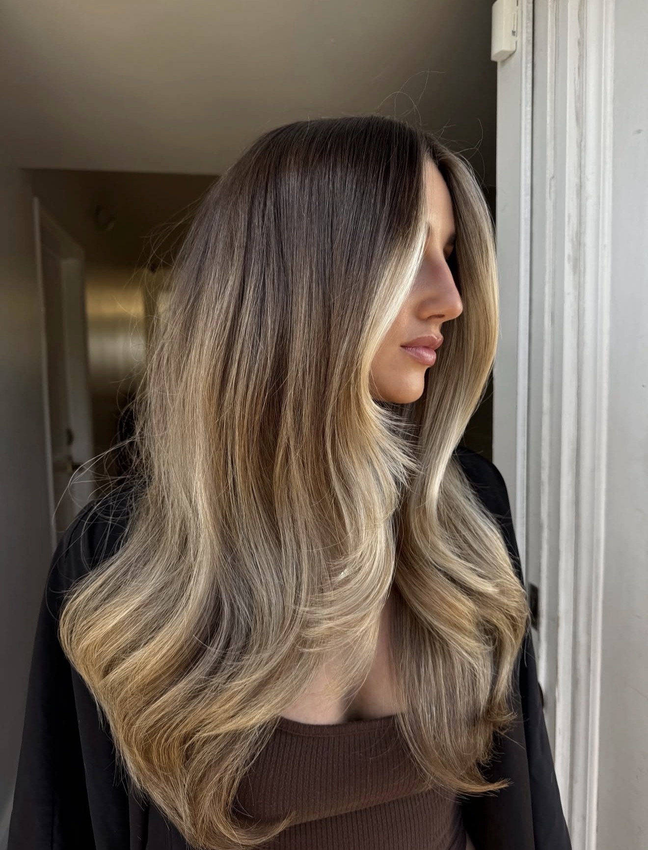 Caramel Balayage With Face Framing Layers