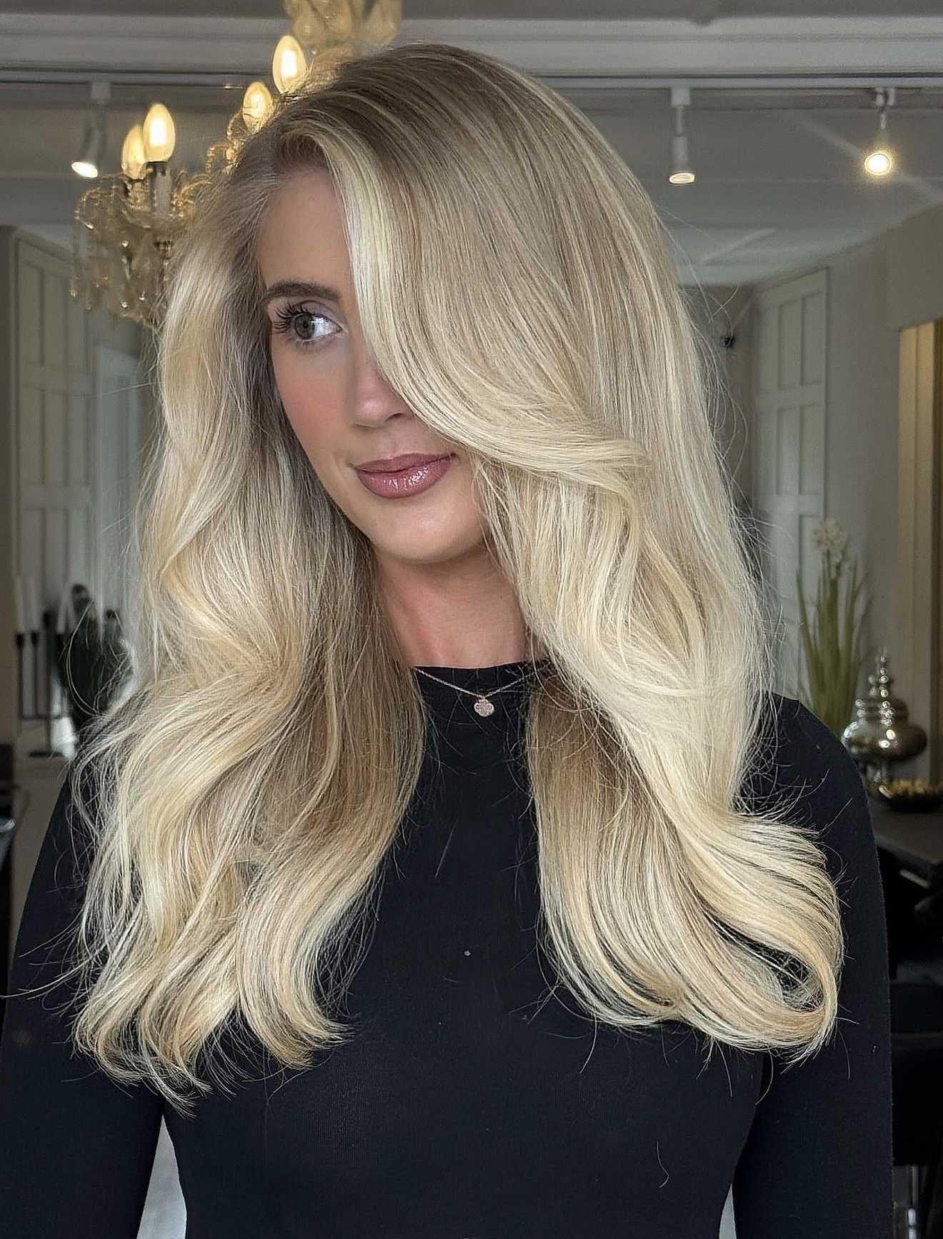 Caramel Balayage With Soft Hollywood Waves