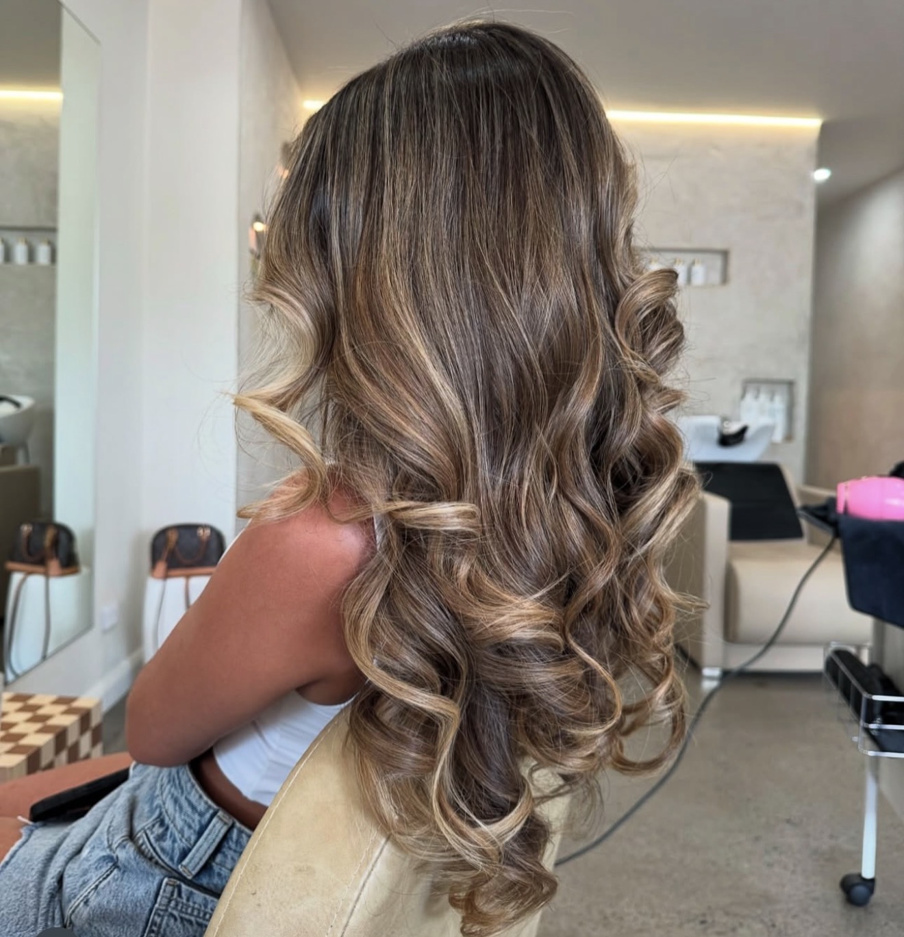 Caramel Blonde Balayage With Voluminous Curls