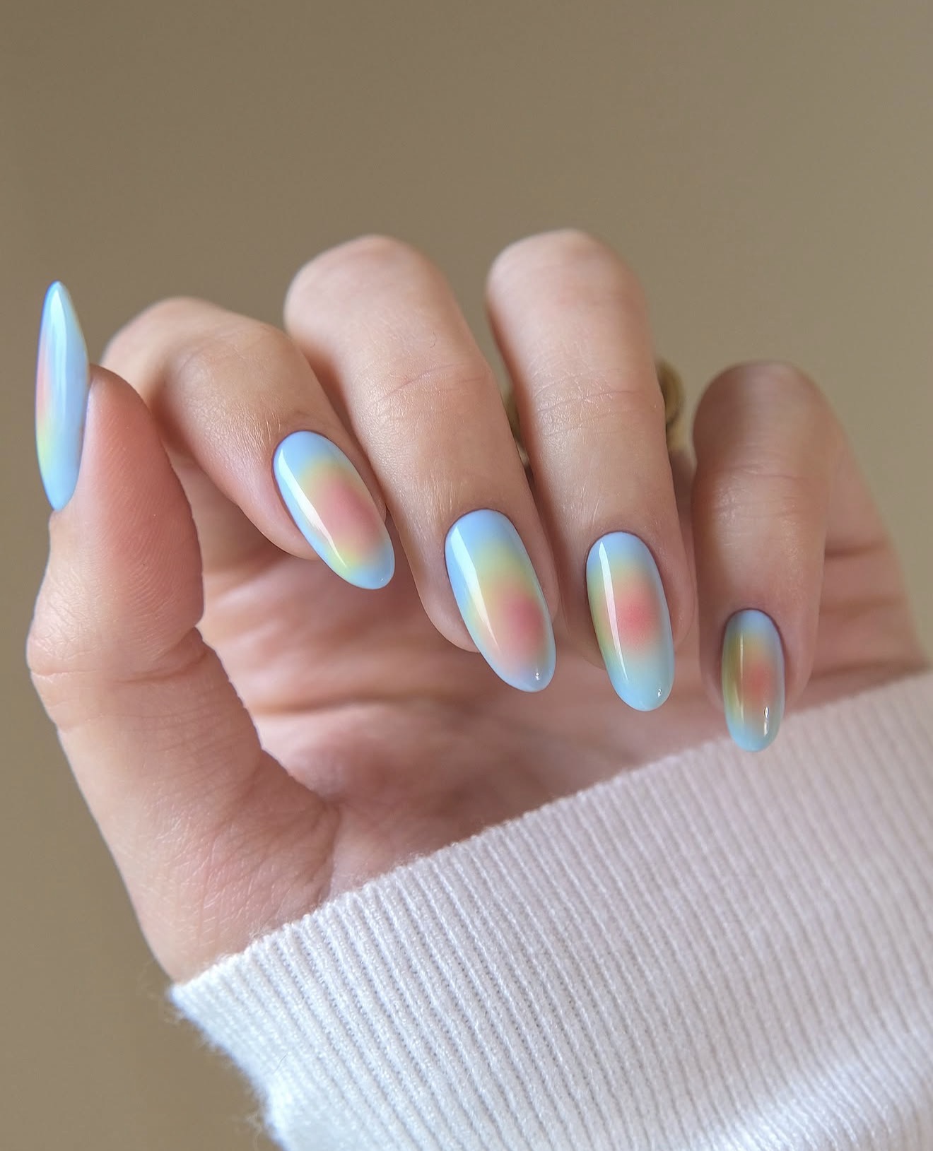 Celestial Aura Ombre Oval Nails