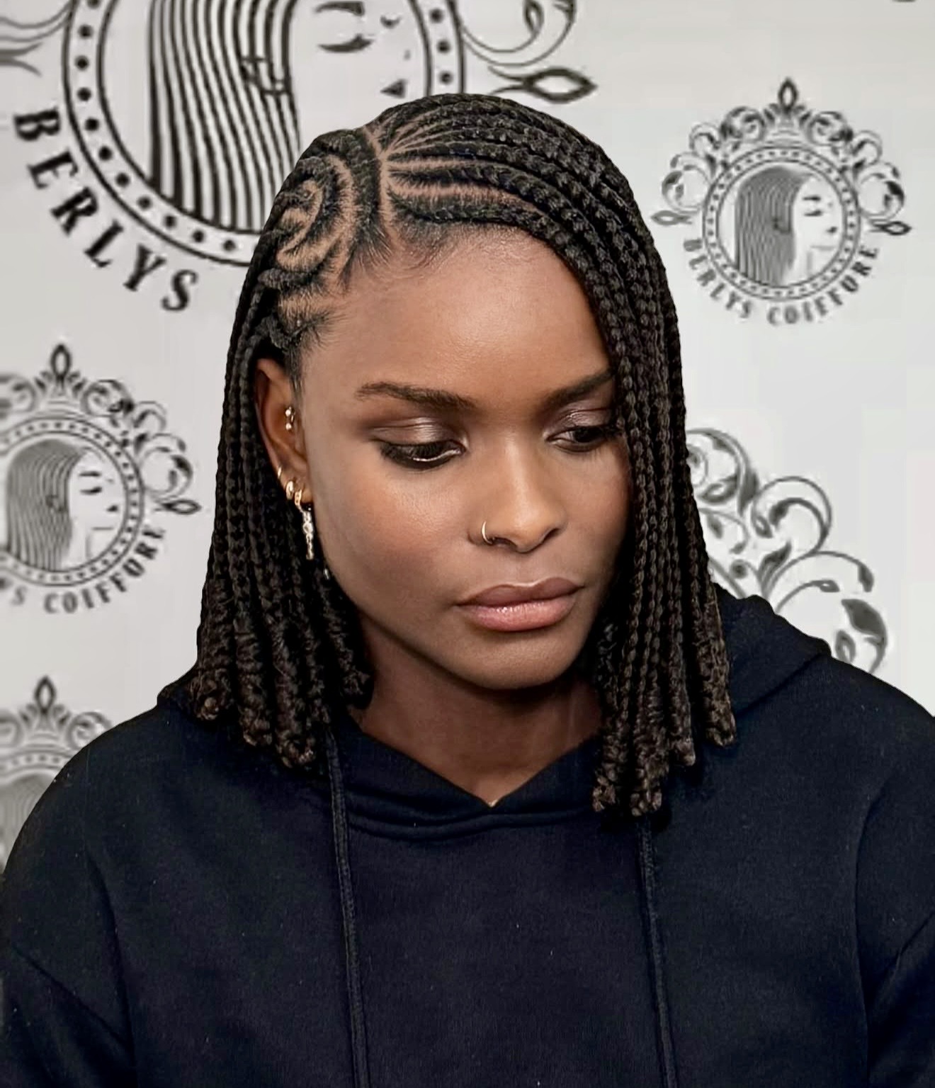 Chic Braided Bob With Swirl Side Design