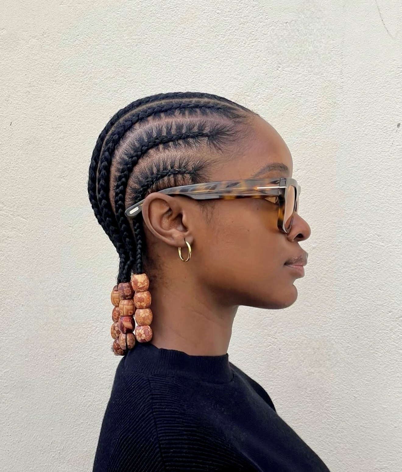 Chic Braids With Wooden Beads And Baby Hairs