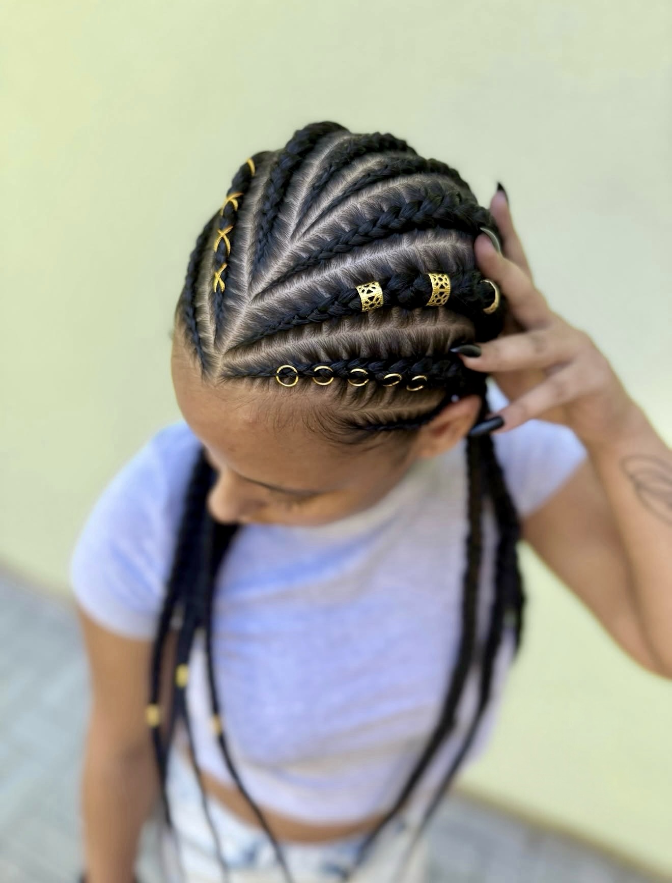 Chic Cornrows With Gold Hair Charms