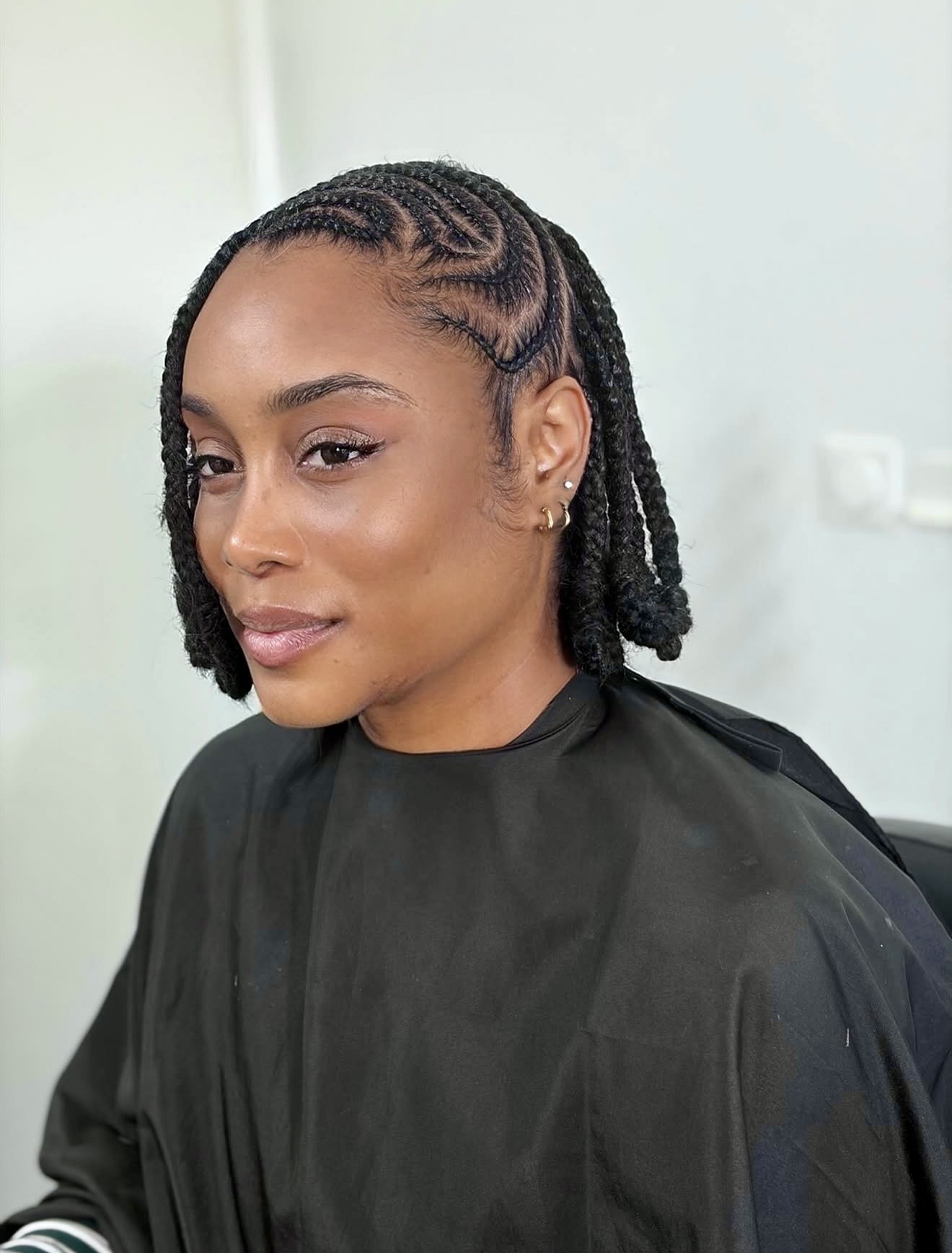 Chic Geometric Cornrows With Textured Ends